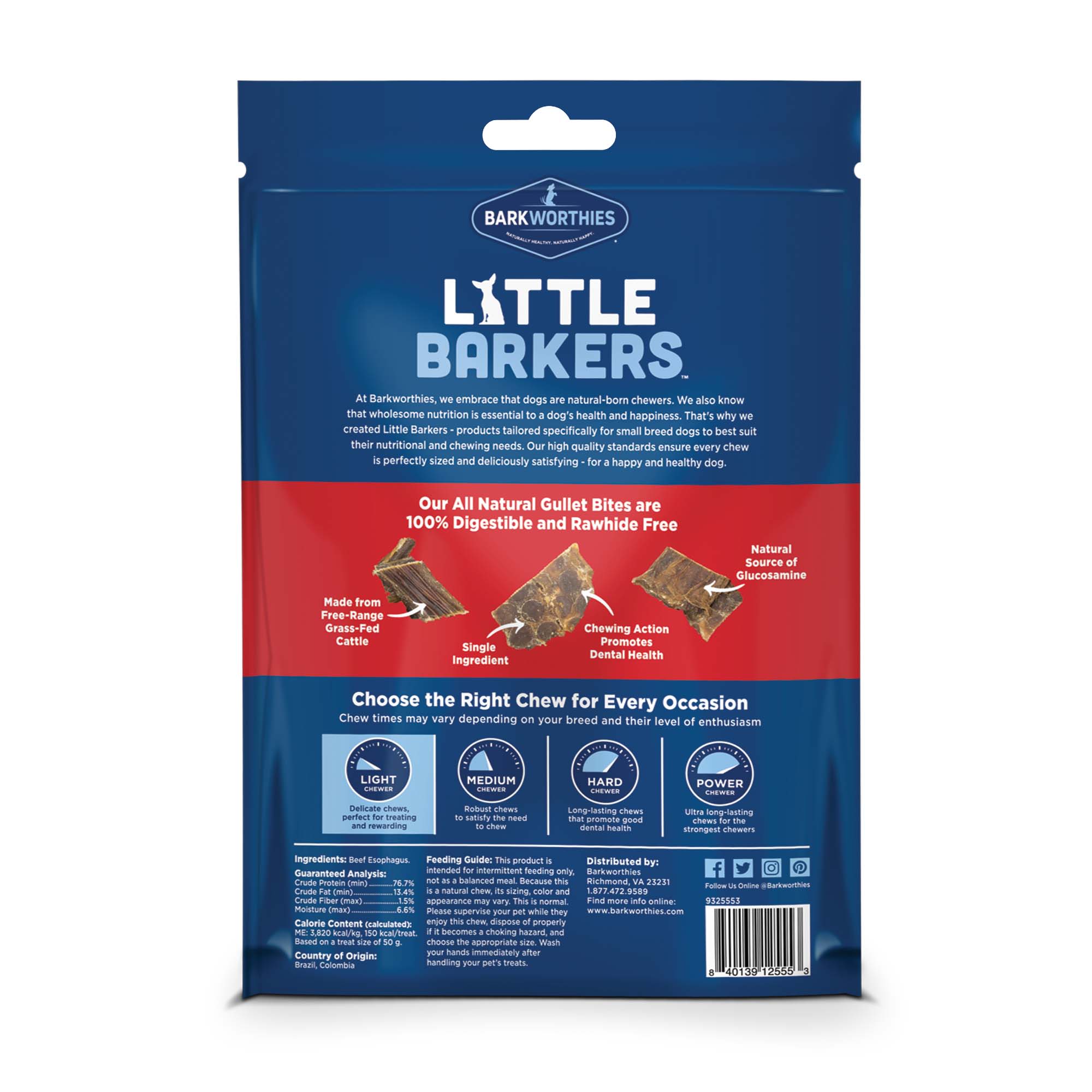 Barkworthies Little Barkers Beef Gullet Bites for Small Dogs