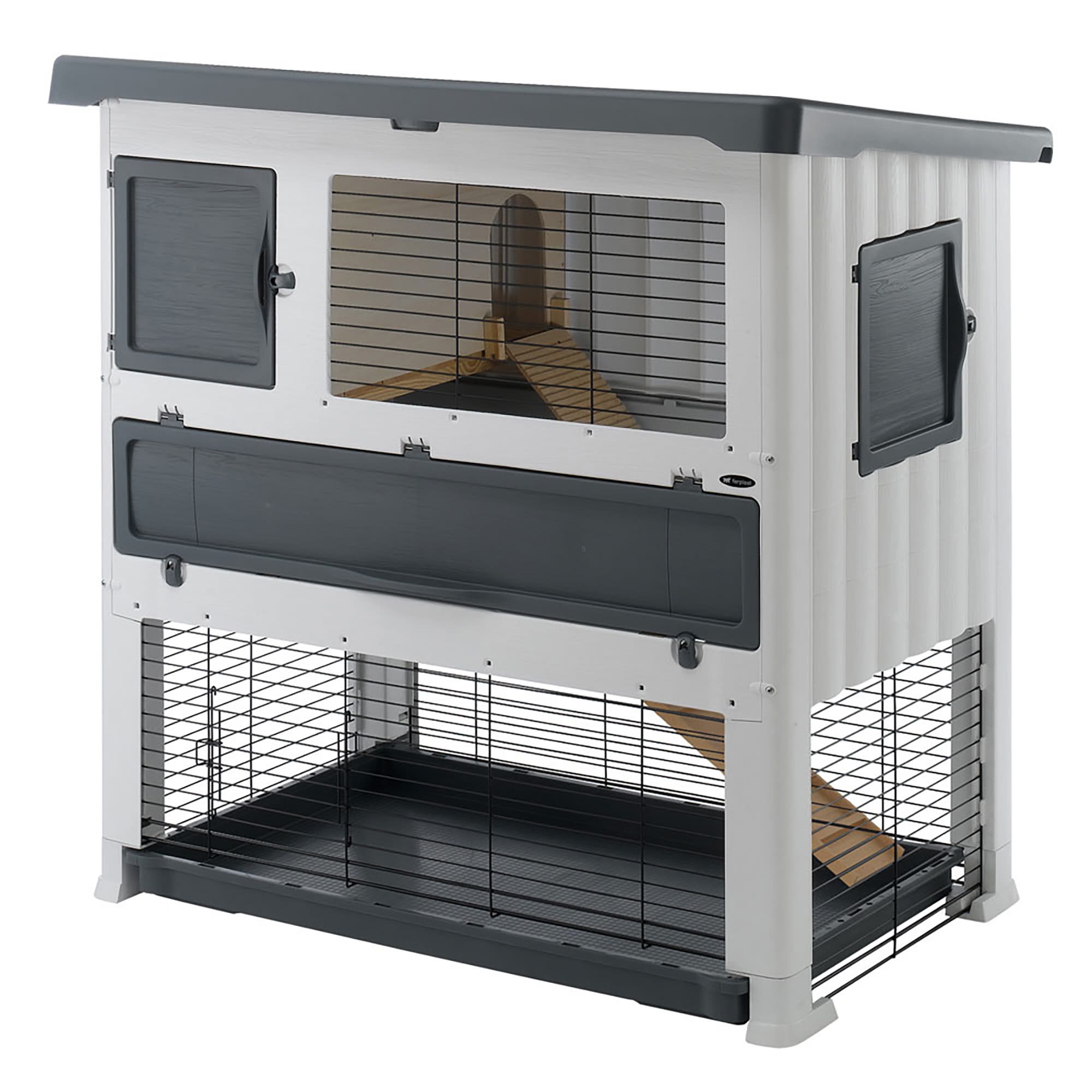 Ferplast Krolik 120 Plus Grandlodge Rabbit Habitat Cage and Run 46.3 H