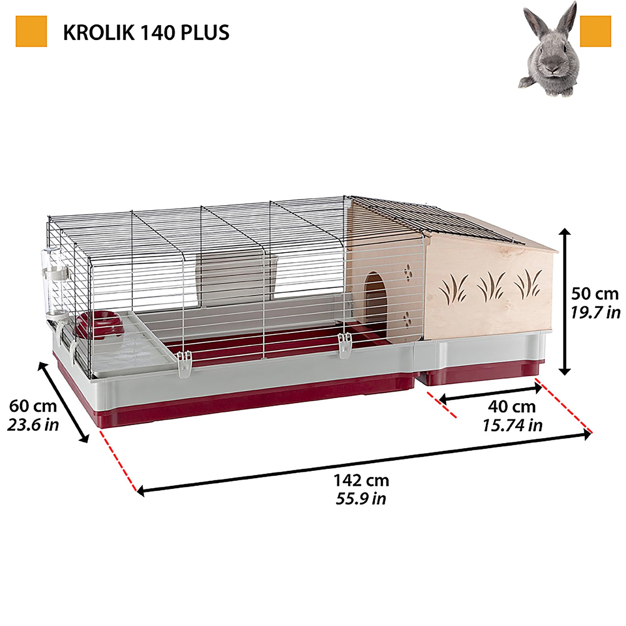 Ferplast Krolik Rabbit Habitat 140 Plus Cage with Accessories 19.65 H Petco