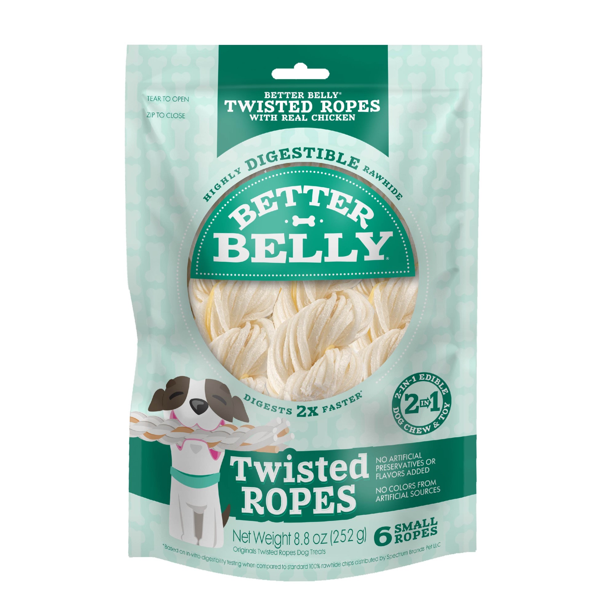 Better Belly Twisted Ropes with Real Chicken Digestible Rawhide Edible