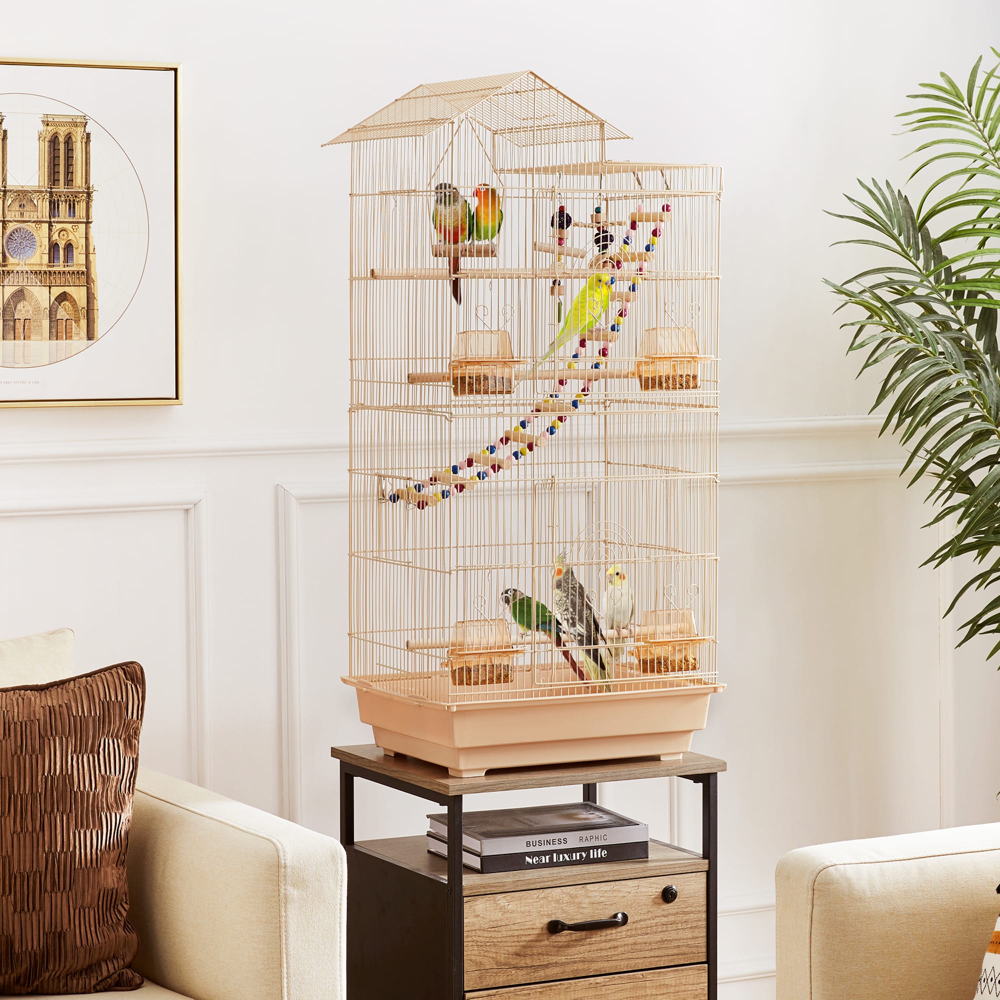 Gabbia Per Uccelli In Metallo 30x23x39 Cm Con Accessori | Per Canarini, Pappagallini E Agapornis - Foto 10