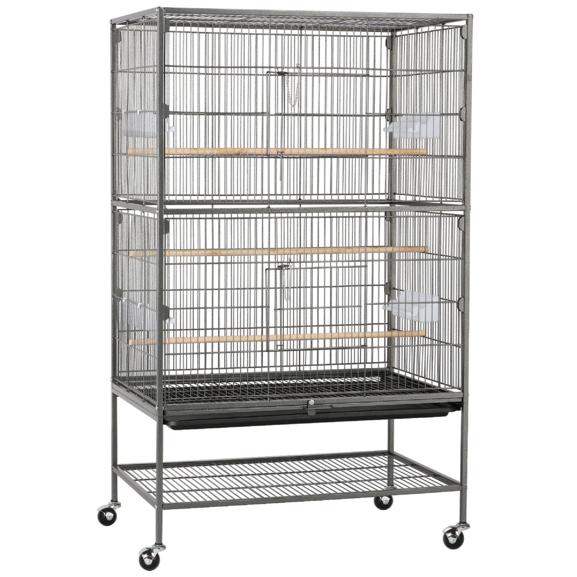 Topeakmart Black Large Bird Cage with Storage Shelf, 52