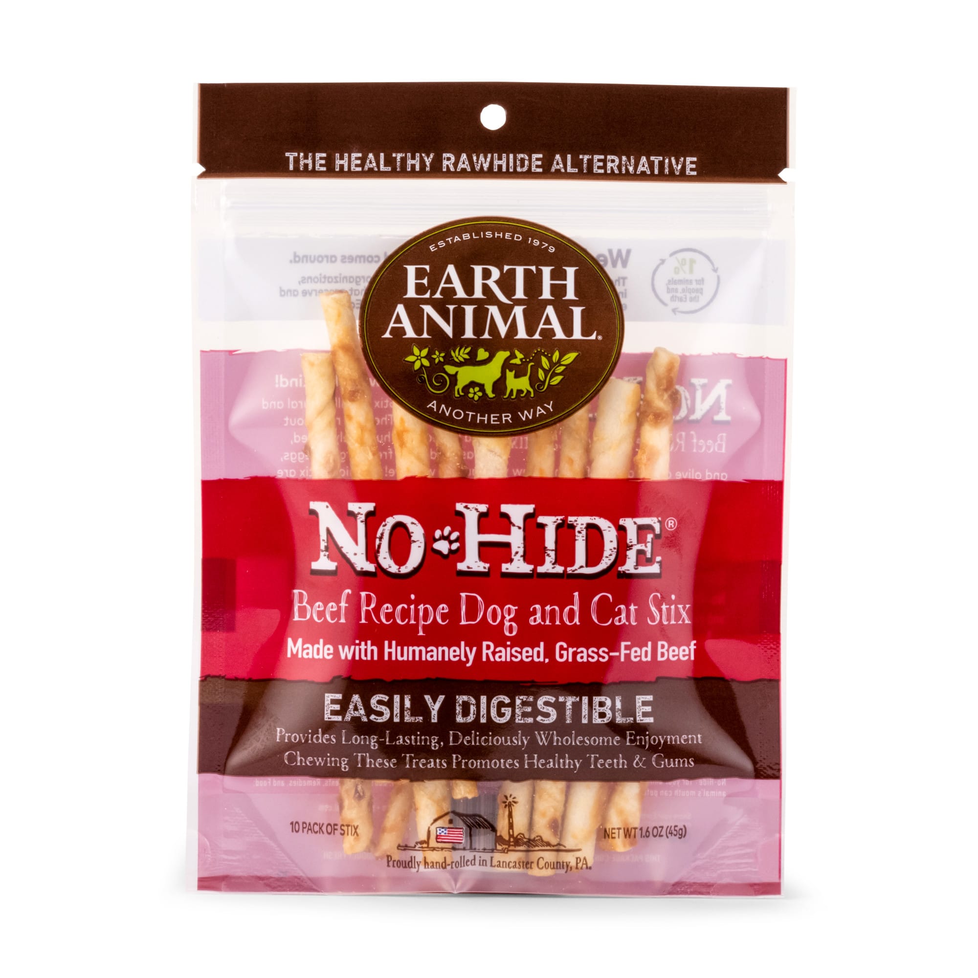 Earth Animal No Hide Stix Beef Recipe Natural Long Lasting Rawhide