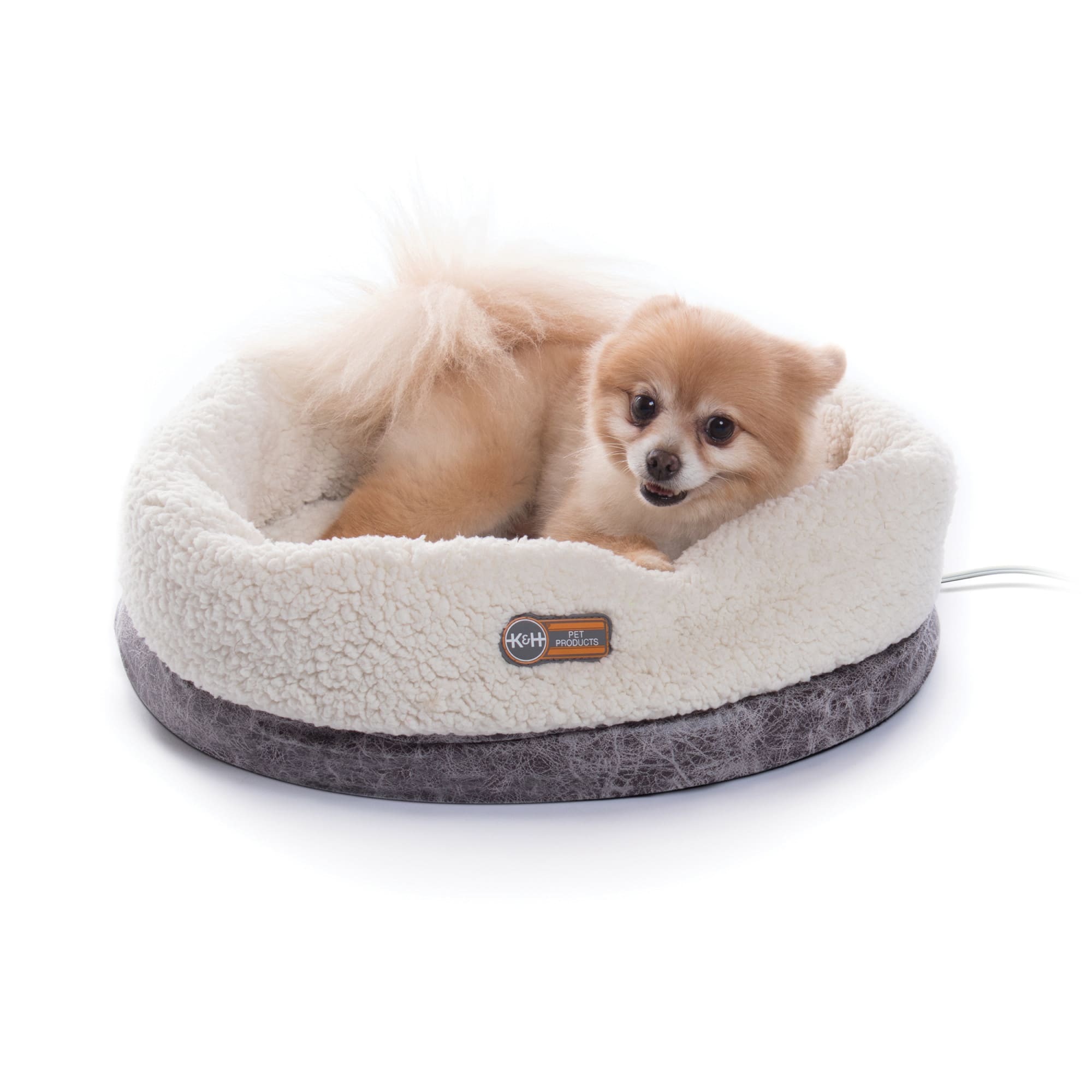 K&H Gray Thermo-Snuggle Cup Bomber - Indoor Heated Dog Bed, 14 L X 18 W