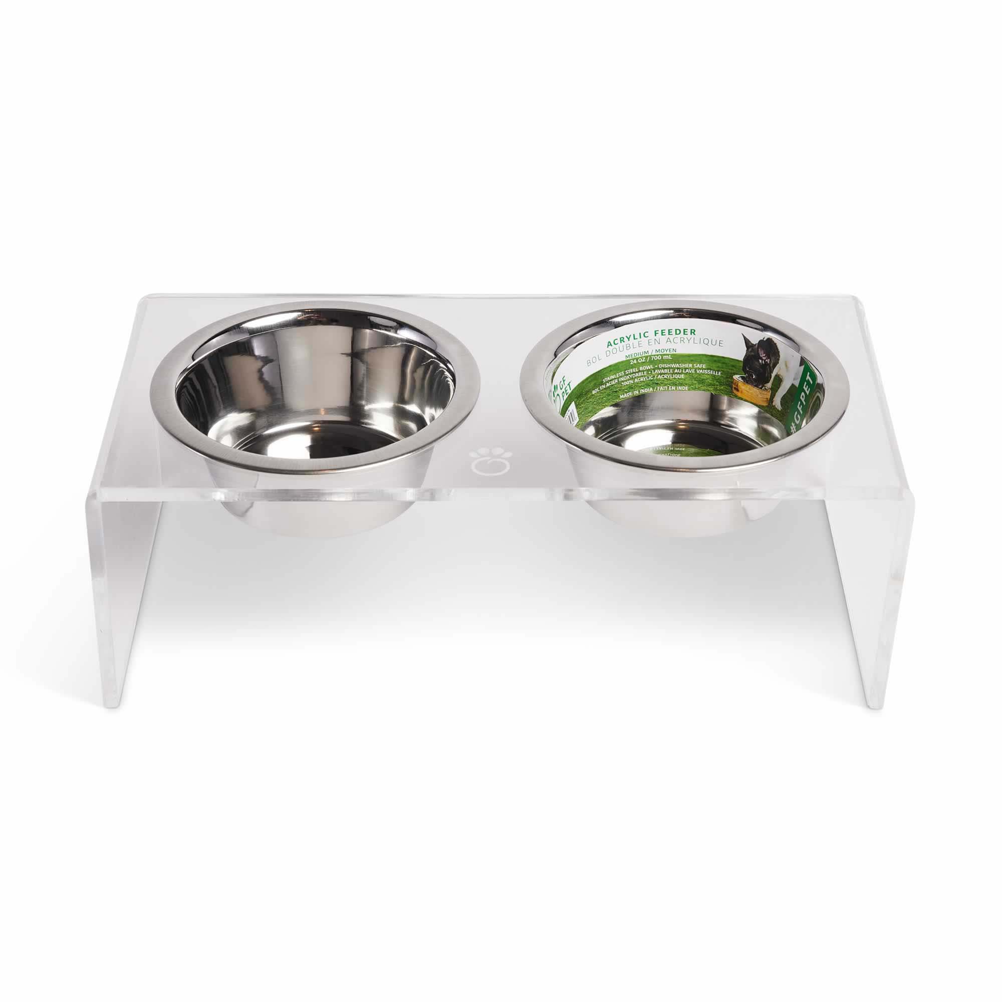 Elevated Pet Bowls, Raised Pet Bowl, Clear Acrylic Feeder Stand
