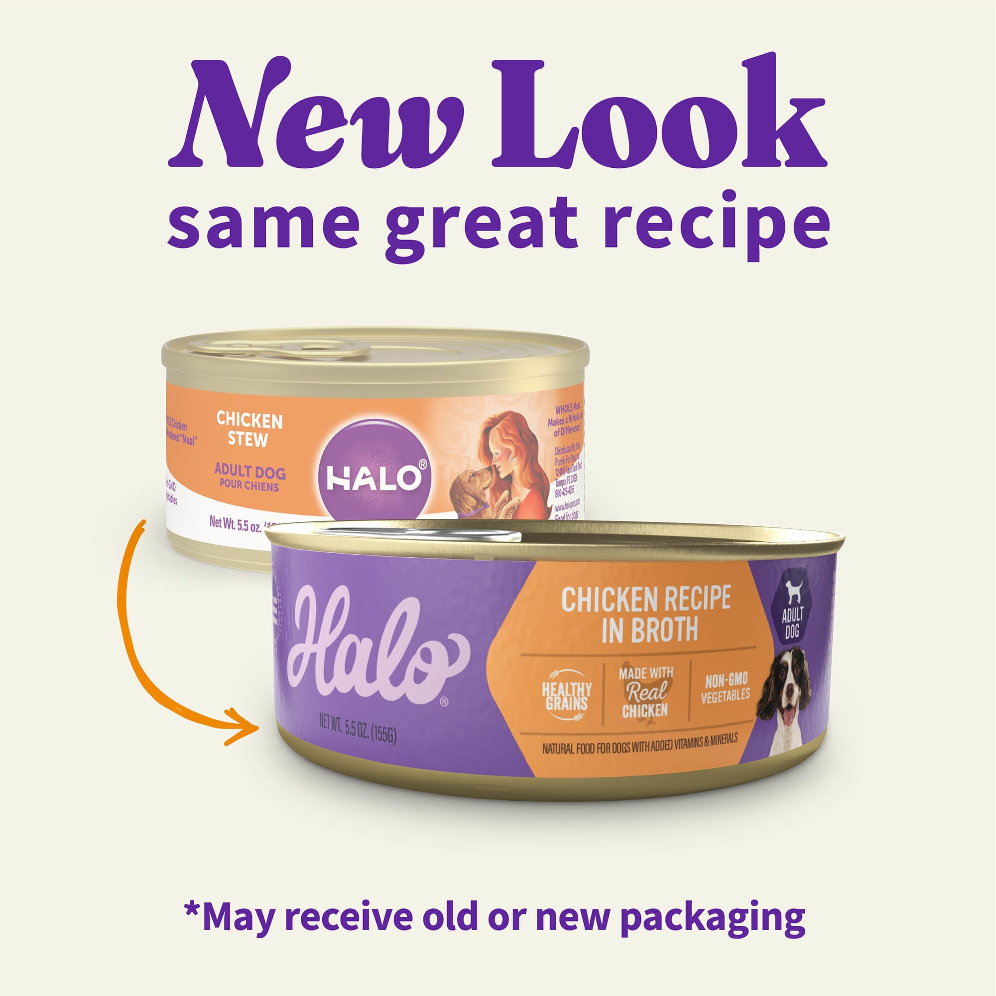 Halo Chicken Recipe in Broth Adult Wet Dog Food, 5.5 oz., Case of 12