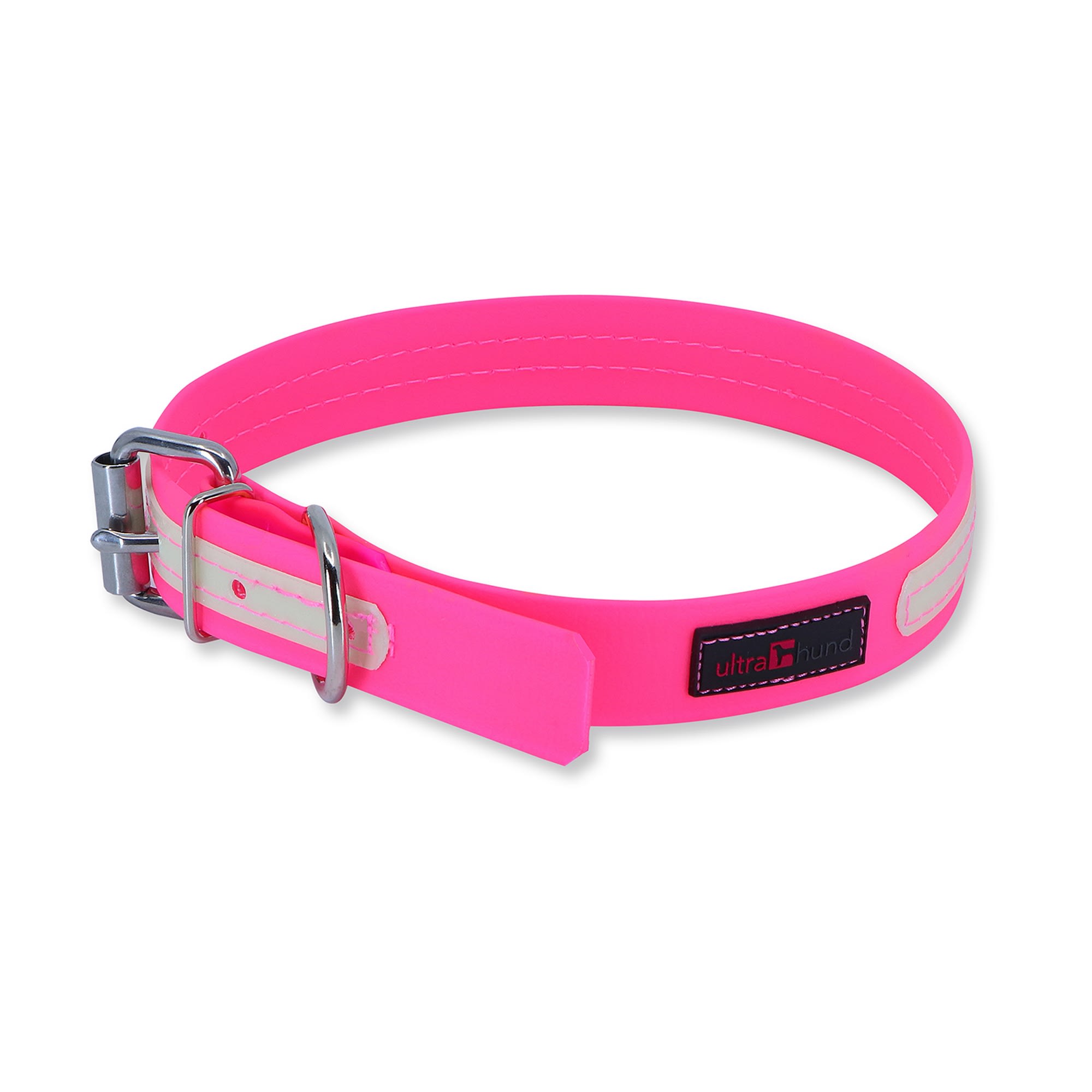 Hot Pink Nylon Dog Collar, Quick Release Snap On Buckle