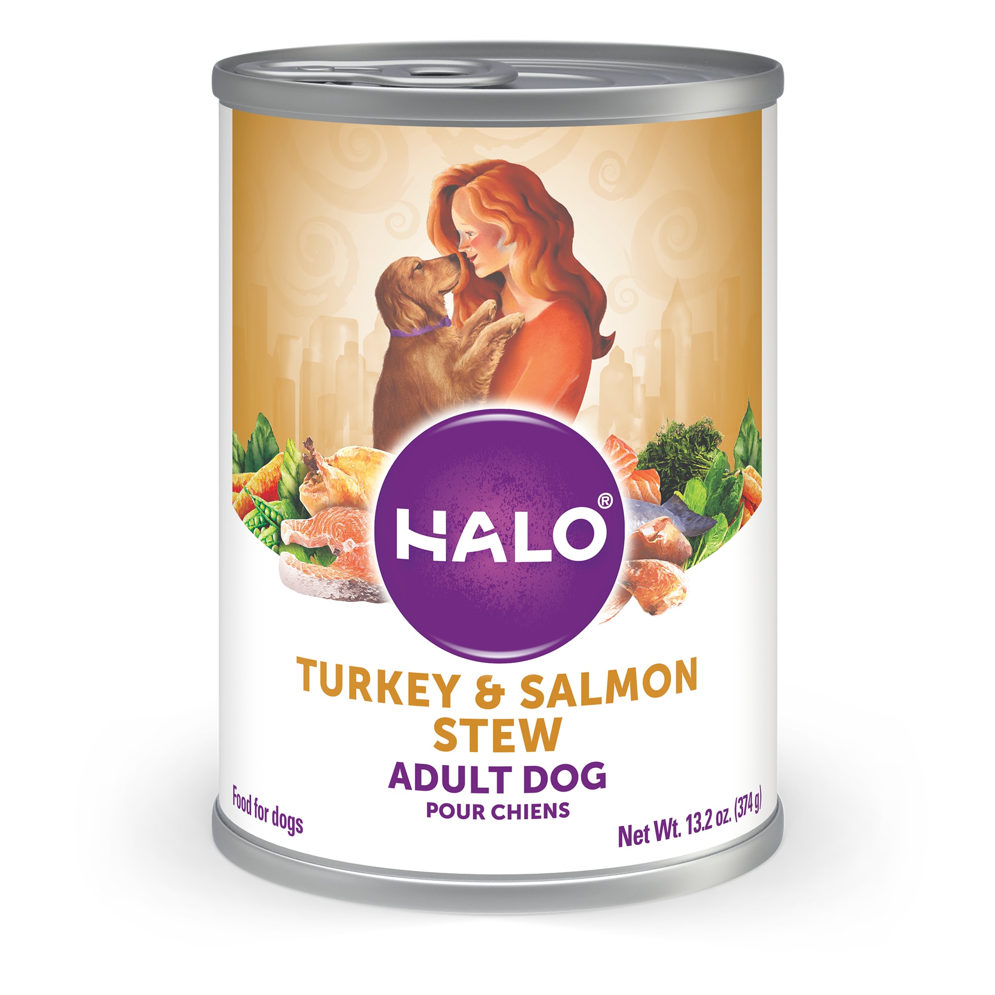 Halo Adult Holistic Turkey Salmon Recipe Canned Dog Food 13.2