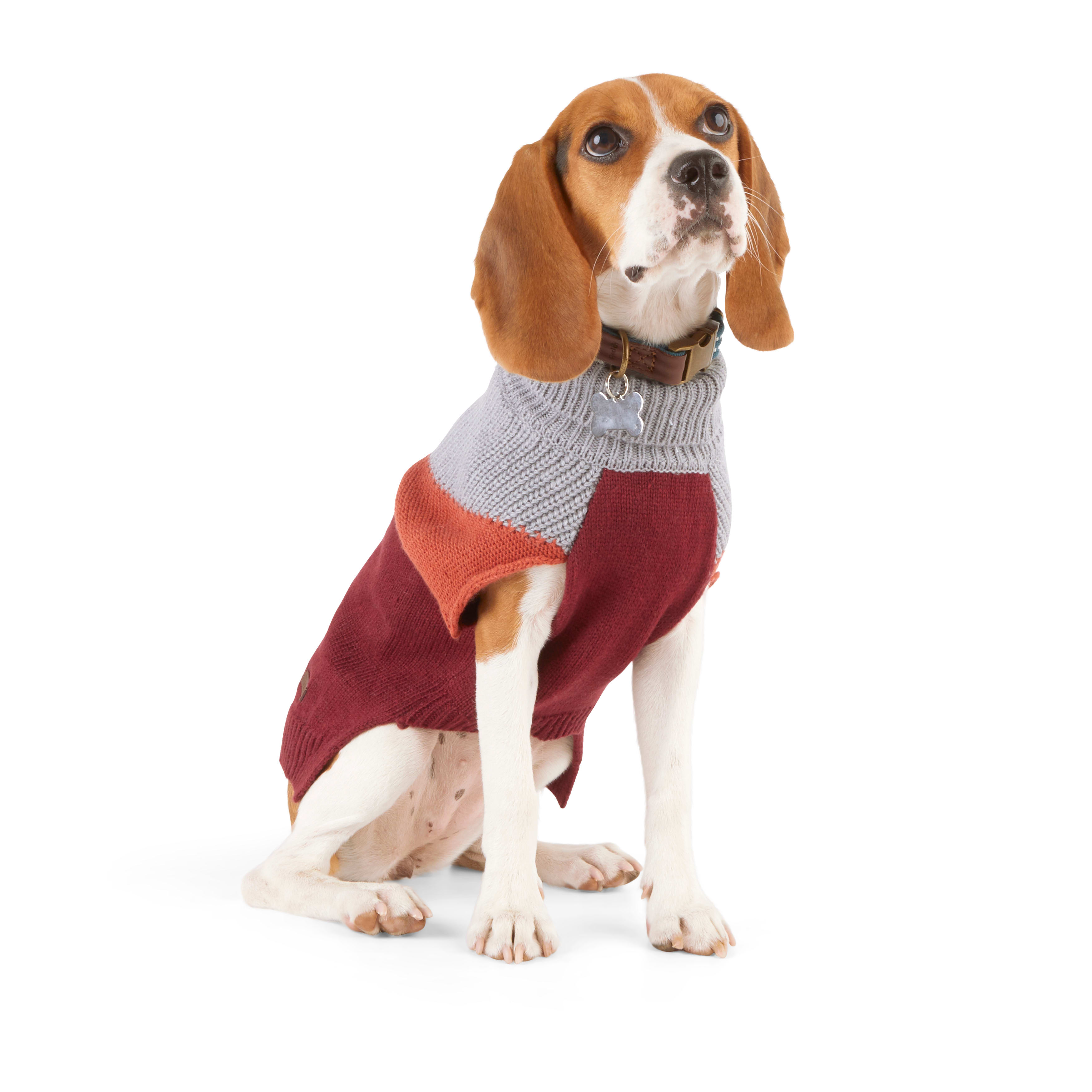 Reddy Burgundy Colorblock Dog Sweater, Medium Petco