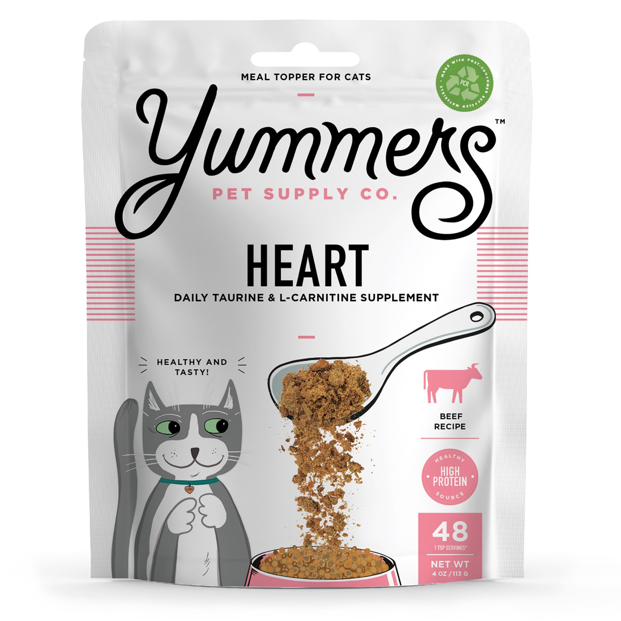 Yummers Heart Functional Mix Ins Beef Cat Food Topper 4 oz. Petco