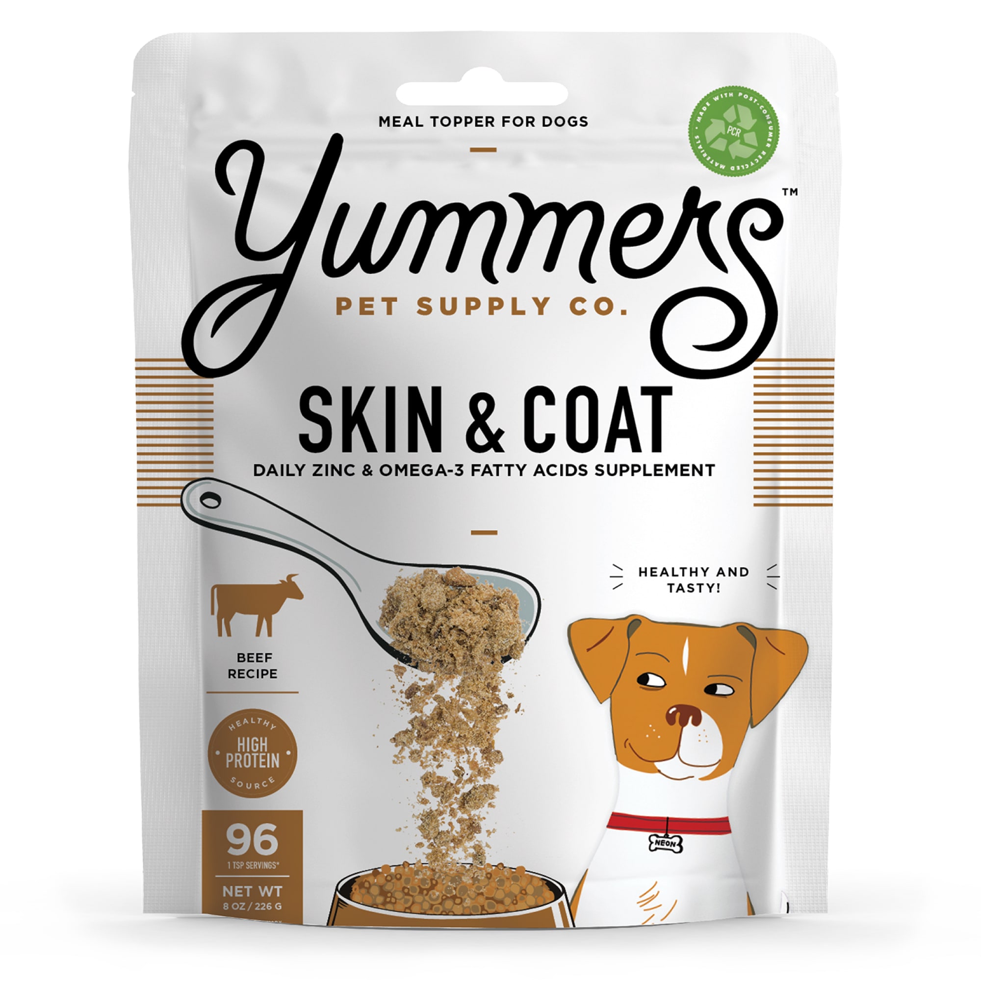 Yummers Skin Coat Functional Mix Ins Beef Dog Food Topper 8 oz