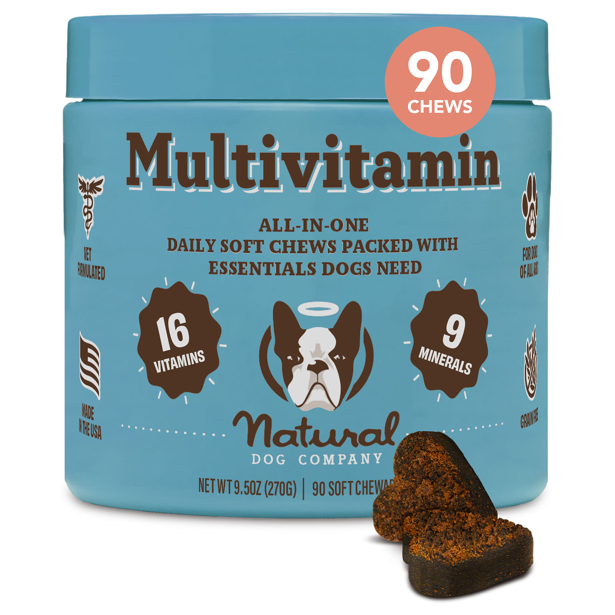 Natural Dog Company Multivitamin Chews for Dogs, 10 oz., Count of 90 ...