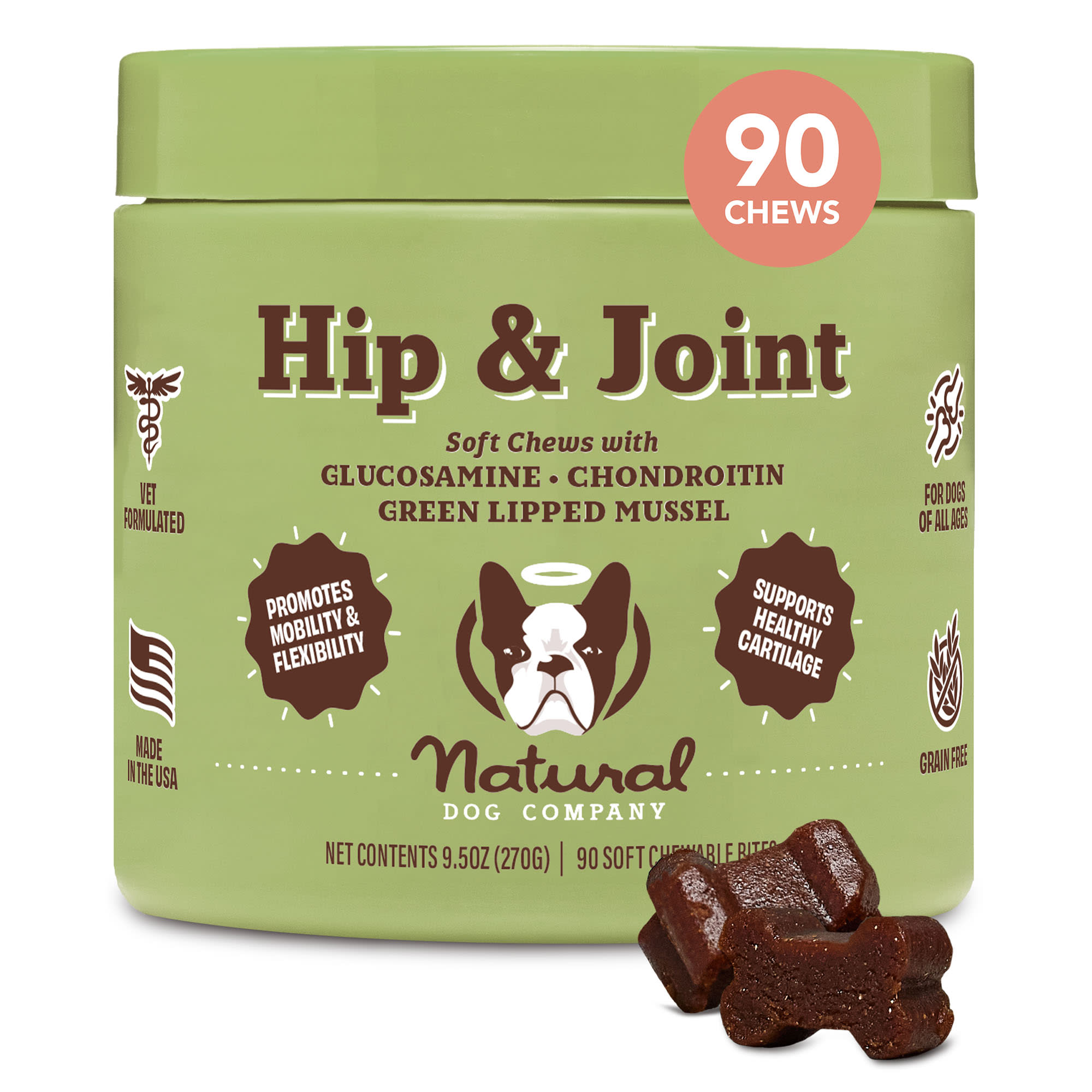 Natural Dog Company Hip & Joint Support Chews, 10 oz.