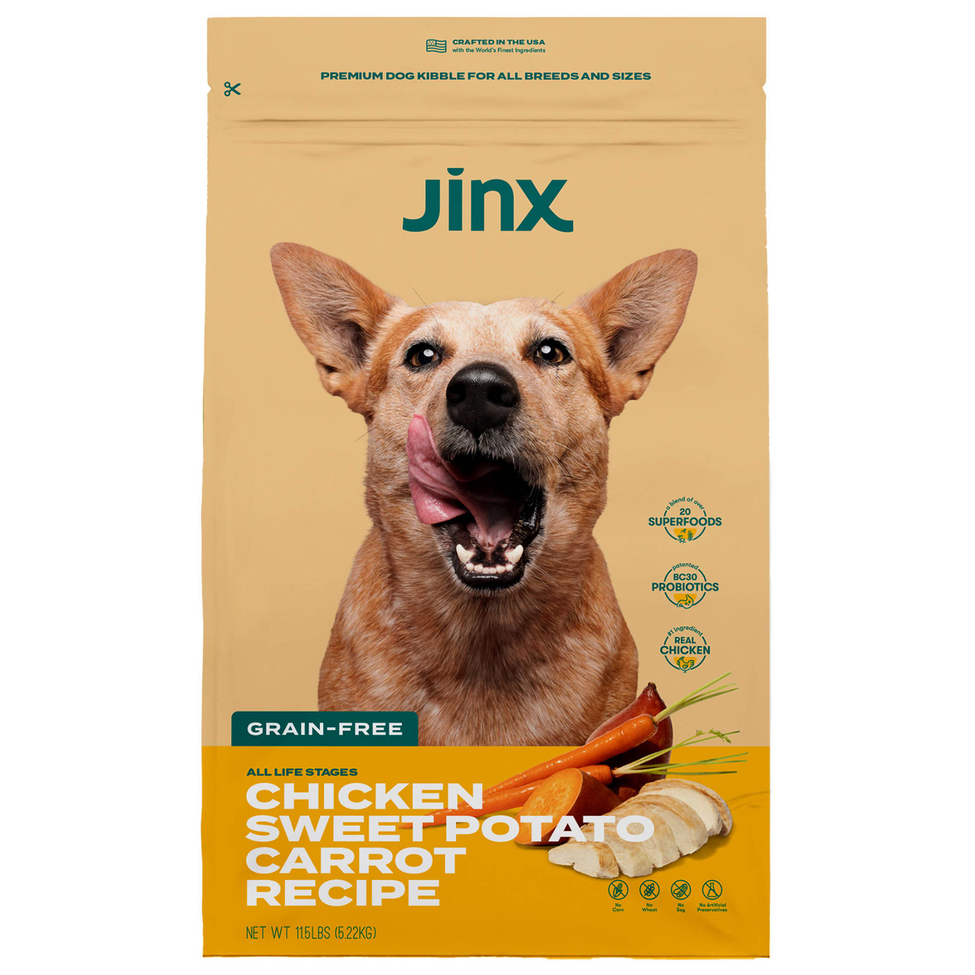 Jinx Chicken, Sweet Potato, Carrot & ALS Kibble Dry Dog Food, 11.5 lbs