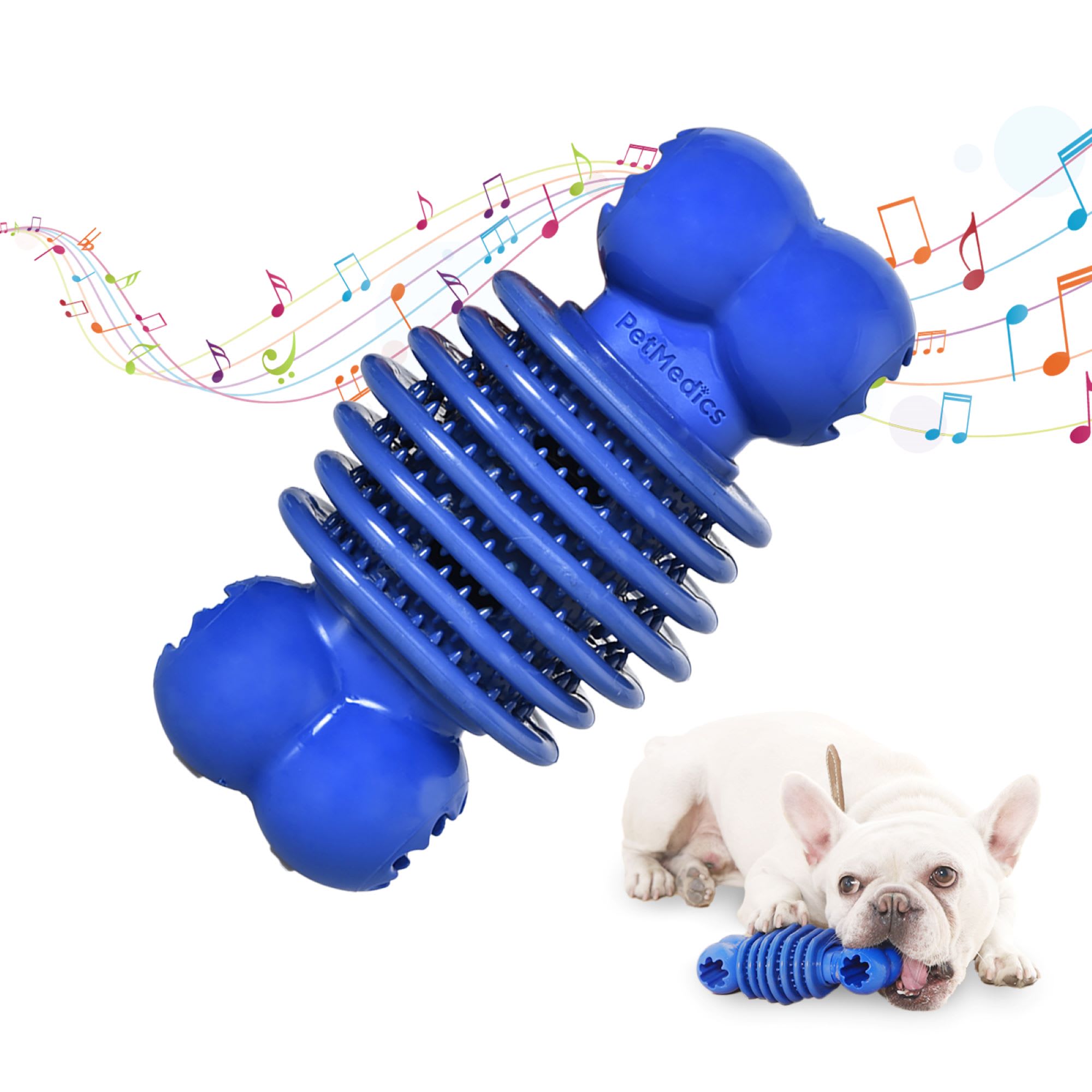 PetMedics iHome Durable Squeak & Sound Soothe Calming Chew Bone