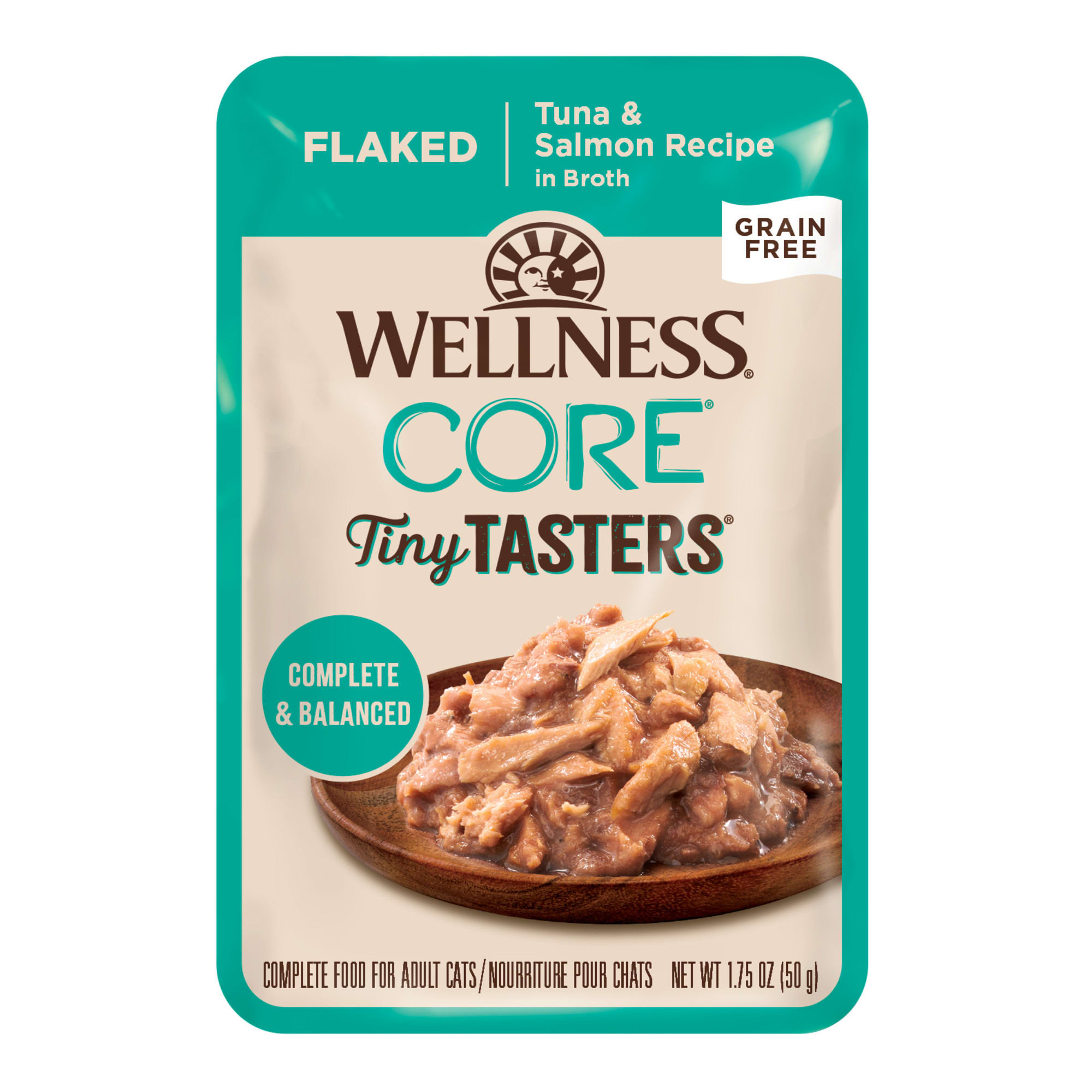 Wellness CORE Flaked Tuna Salmon in Sauce Tiny Tasters Wet Cat Food 1.75 oz. Case of 12