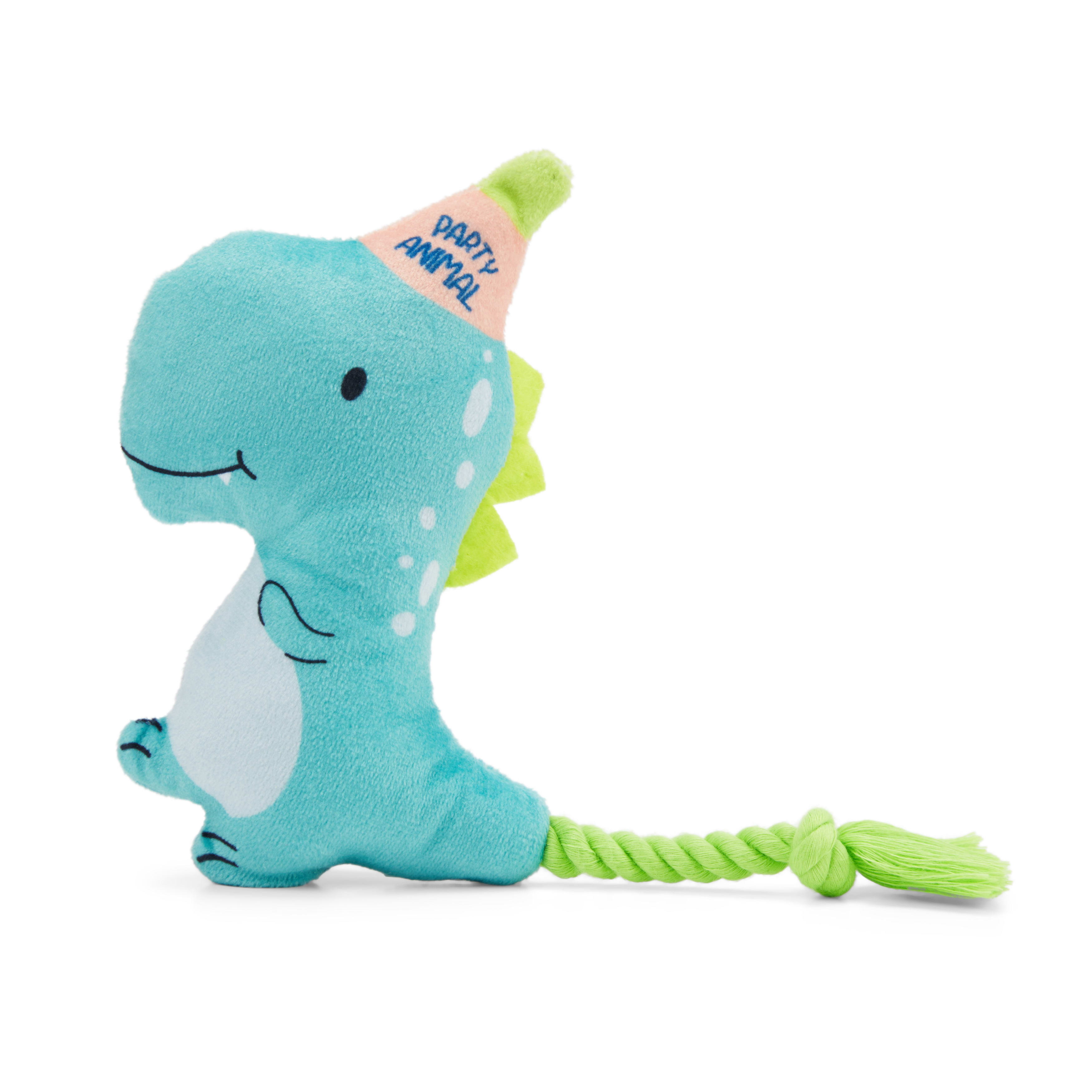 Petco Party Rex Small Plush Dog Toy Green & Blue