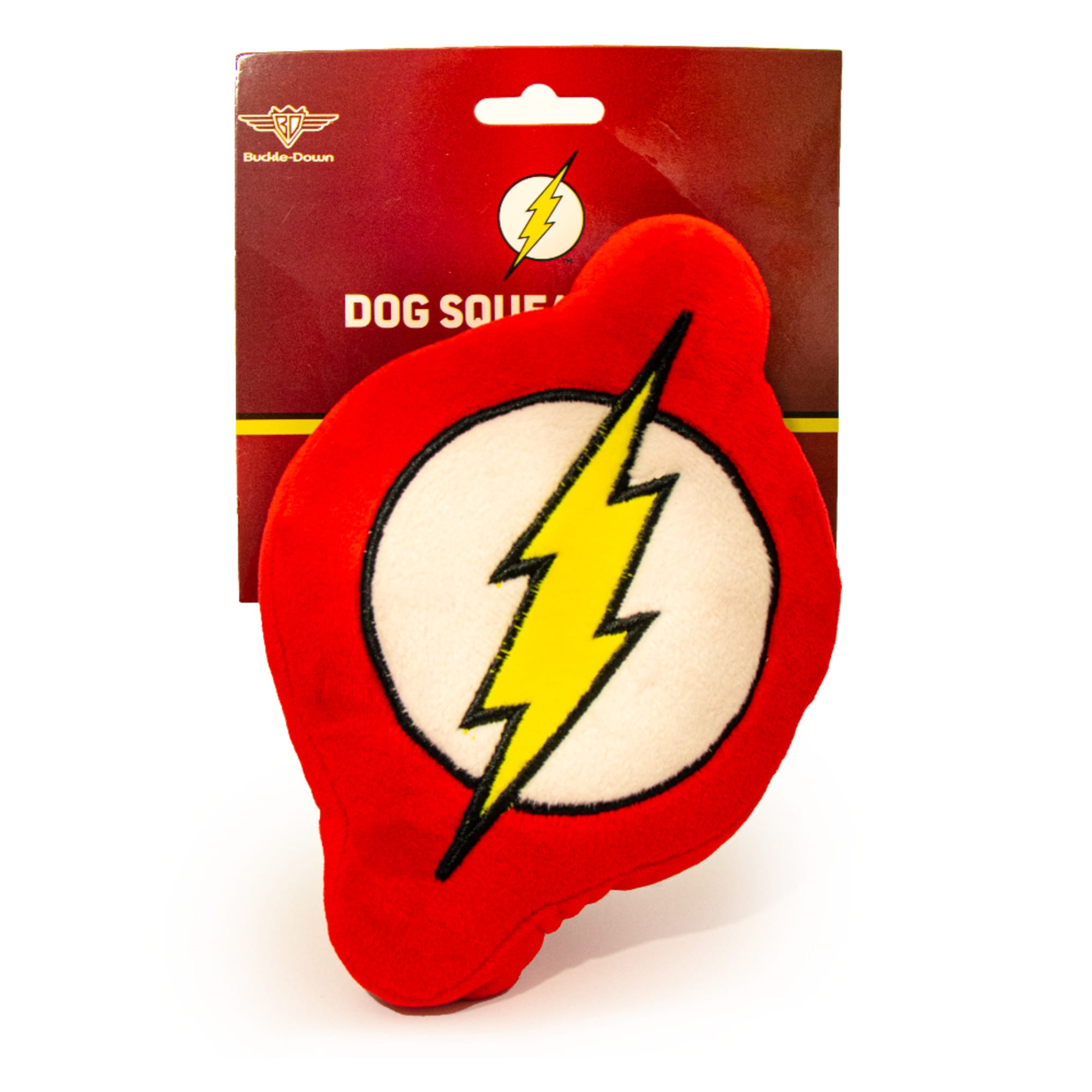 BuckleDown Red/White/Yellow DC Comics Flash Icon Plush Squeaker Dog