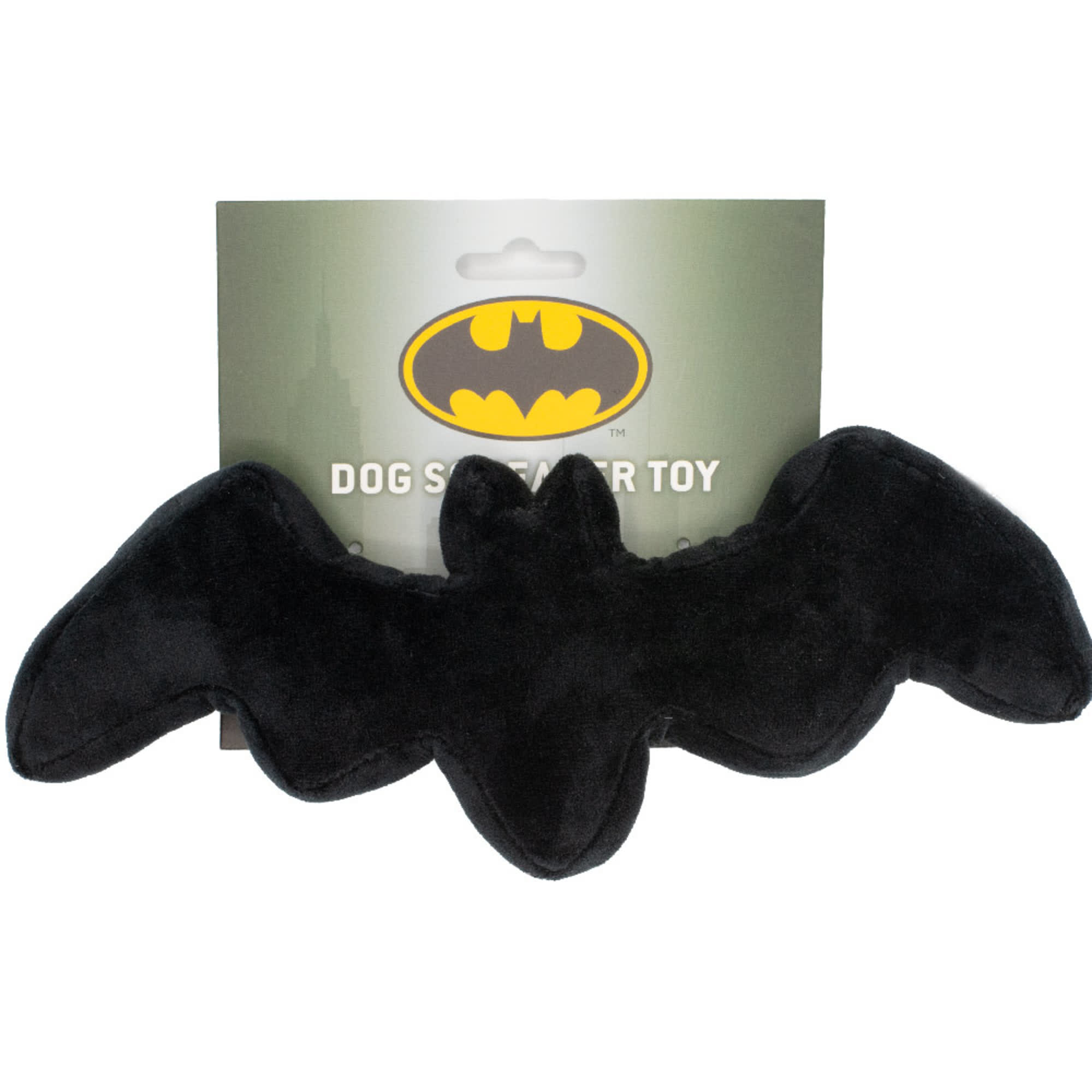 Buckle-Down Black DC Comics Batman Bat Shape Plush Squeaker Dog Toy, Medium