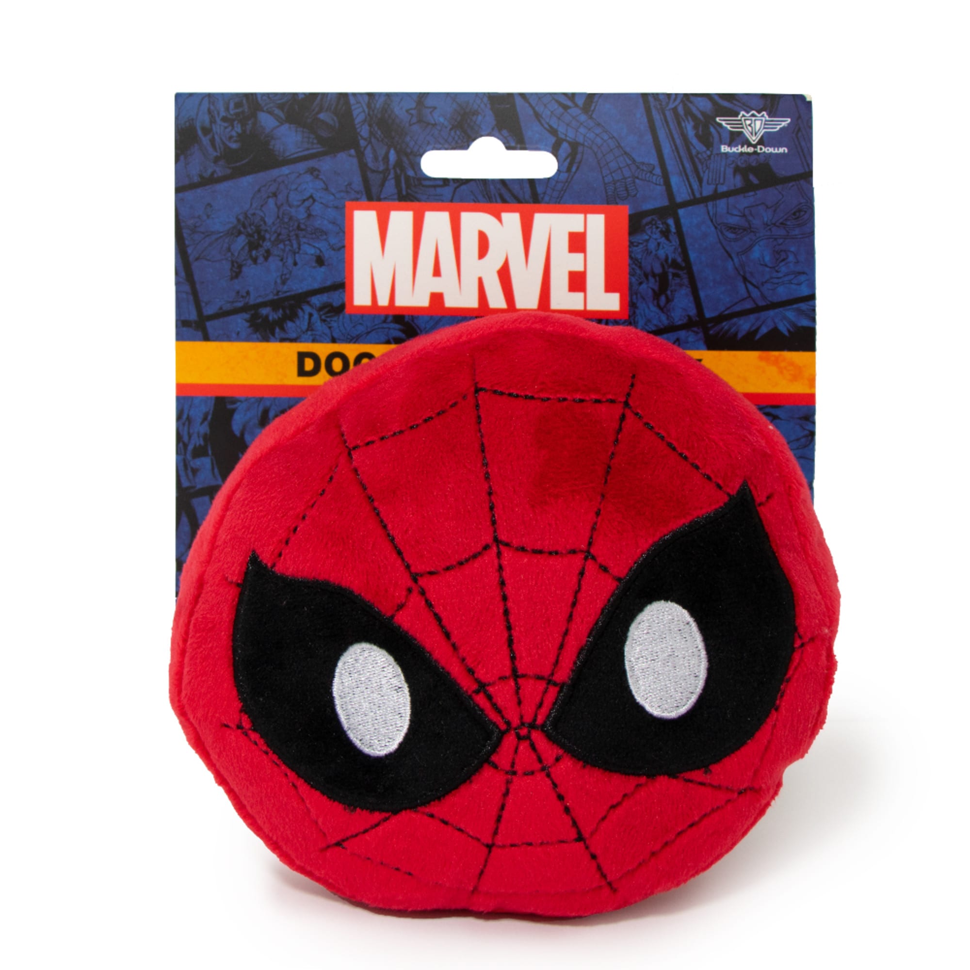 Buckle-Down Red/Black/White Marvel Spider Man Face Emoji Plush Squeaker