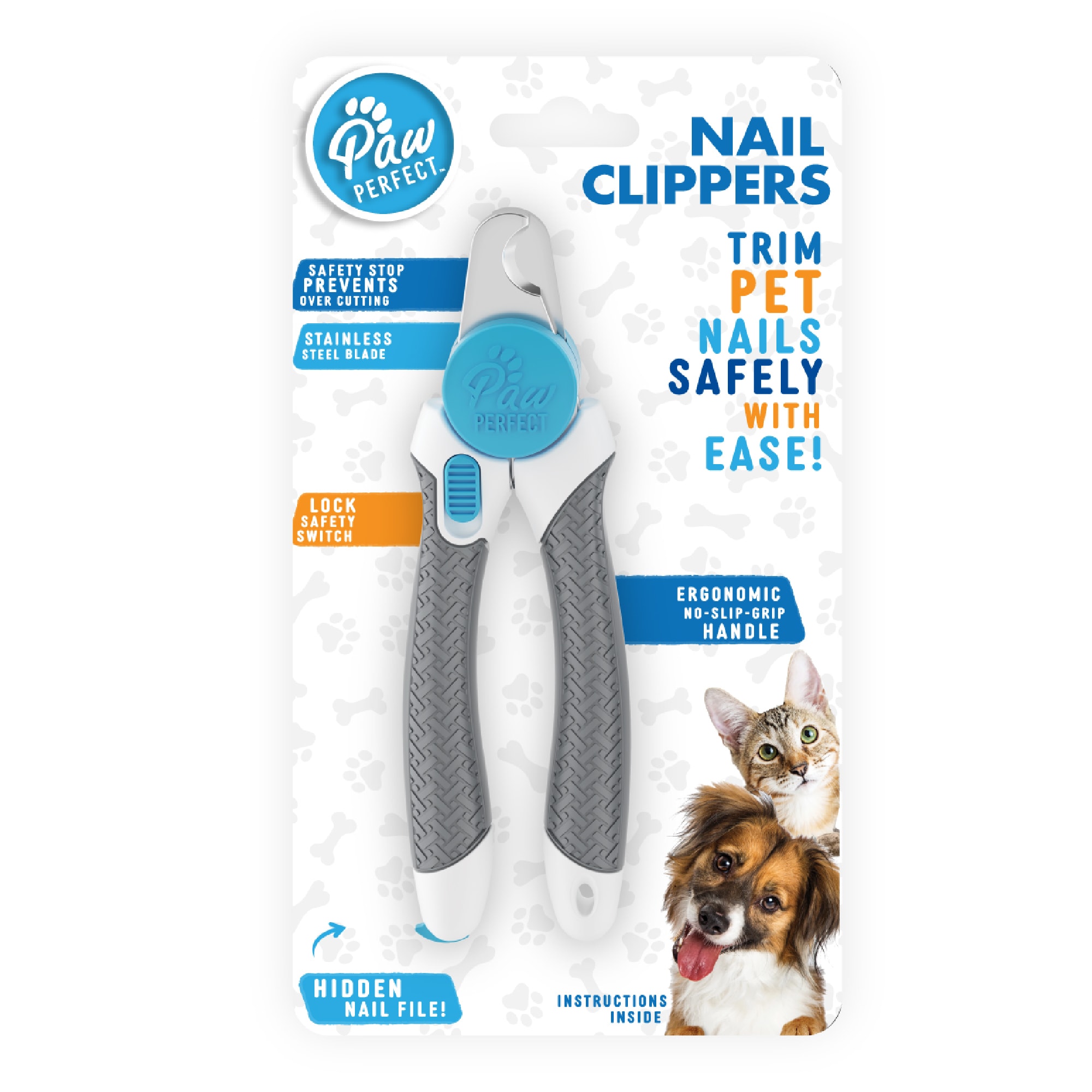 PawPerfect Nail Clippers for Dogs Cats with Safety Stop File