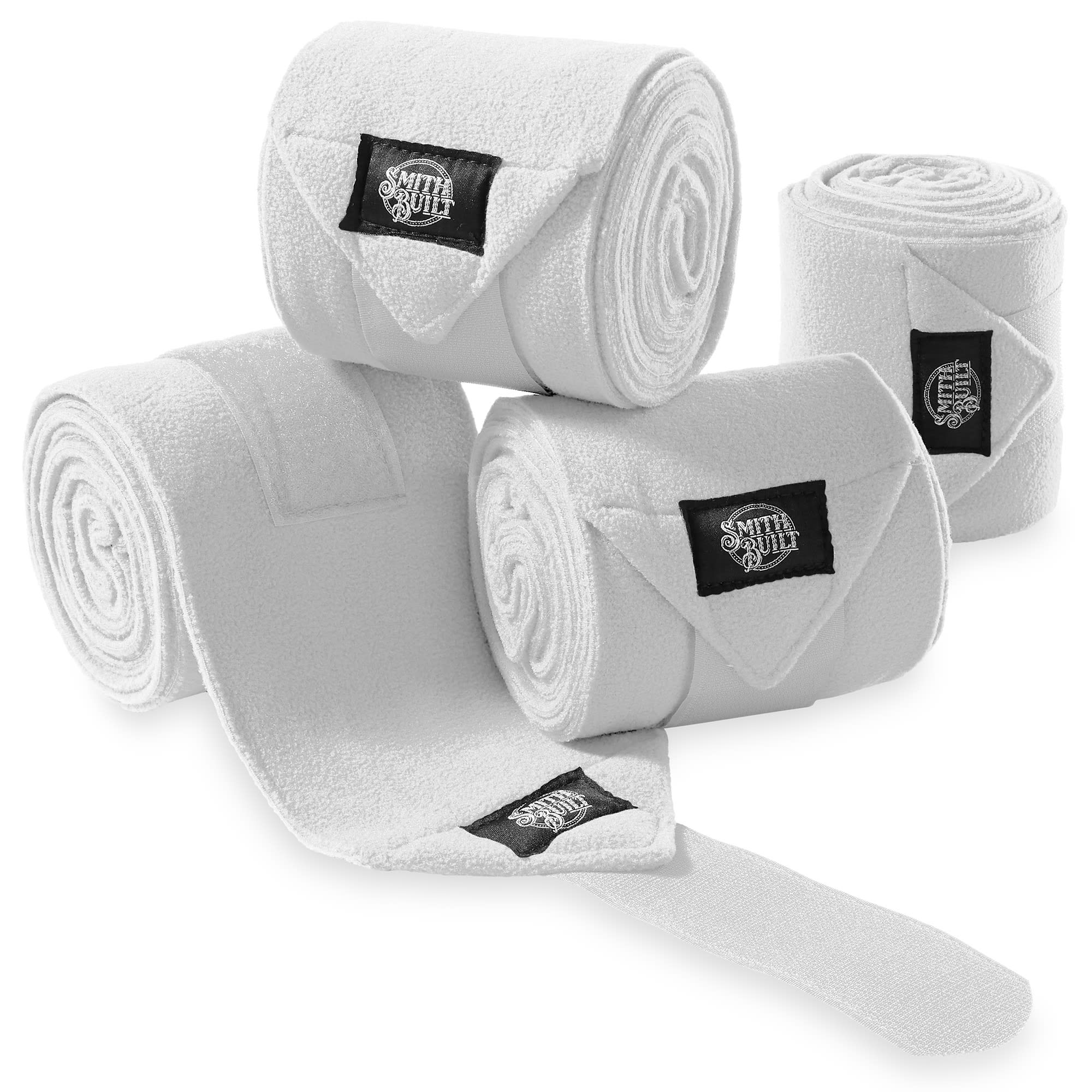 SmithBuilt White Fleece Polo Wraps Bandages for Horses, Set of 4 Petco