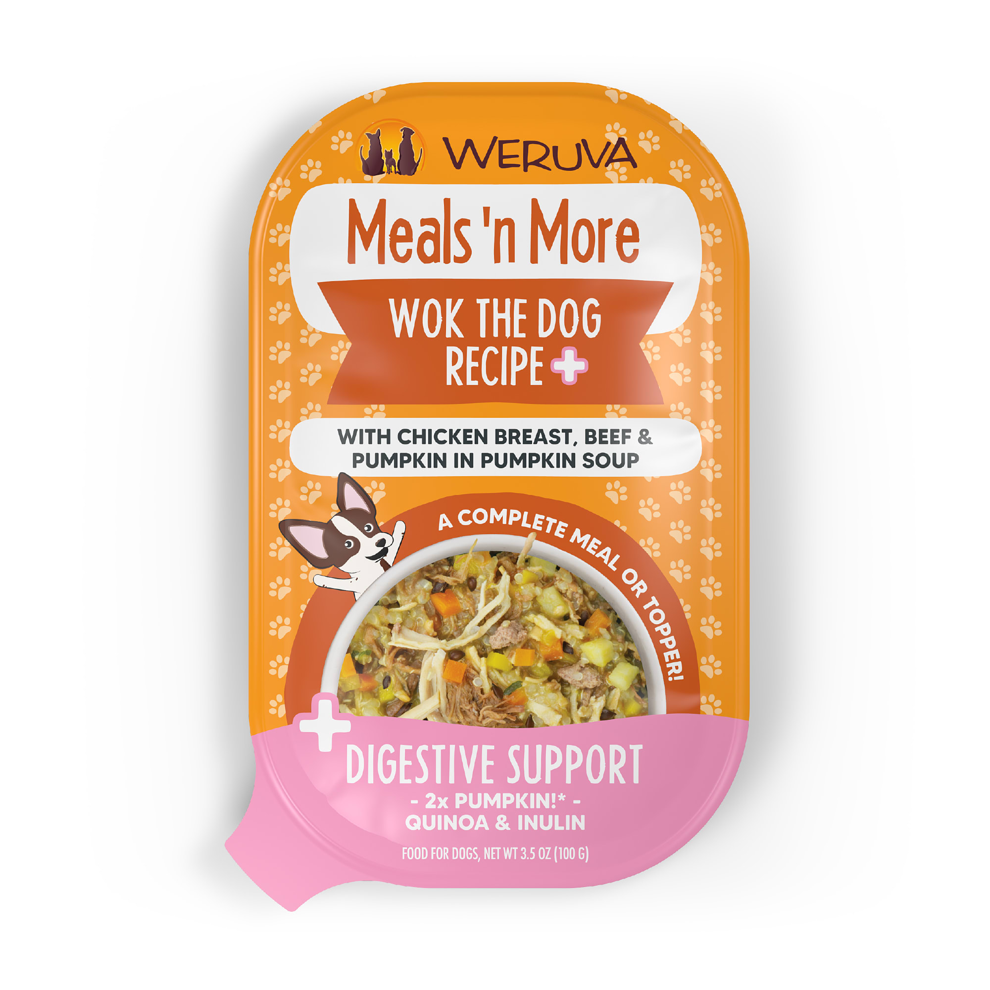 Weruva Meals n More Wok The Dog with Chicken Breast Beef Pumpkin in Soup Wet Dog Food 3.5 oz. Case of 12