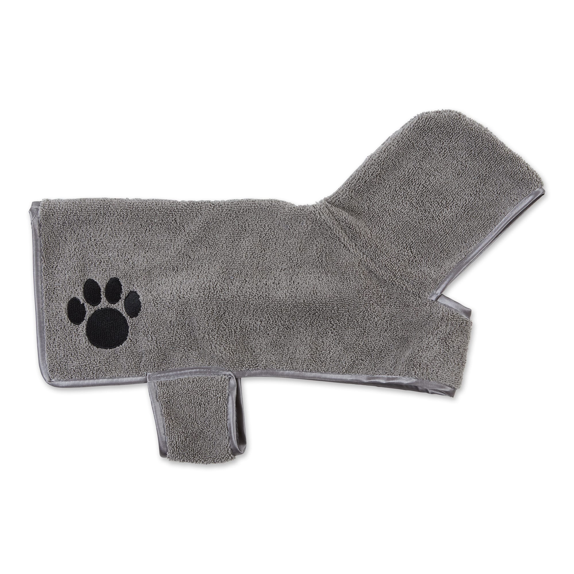Bone Dry Embroidered Paw XSmall Gray Pet Robe