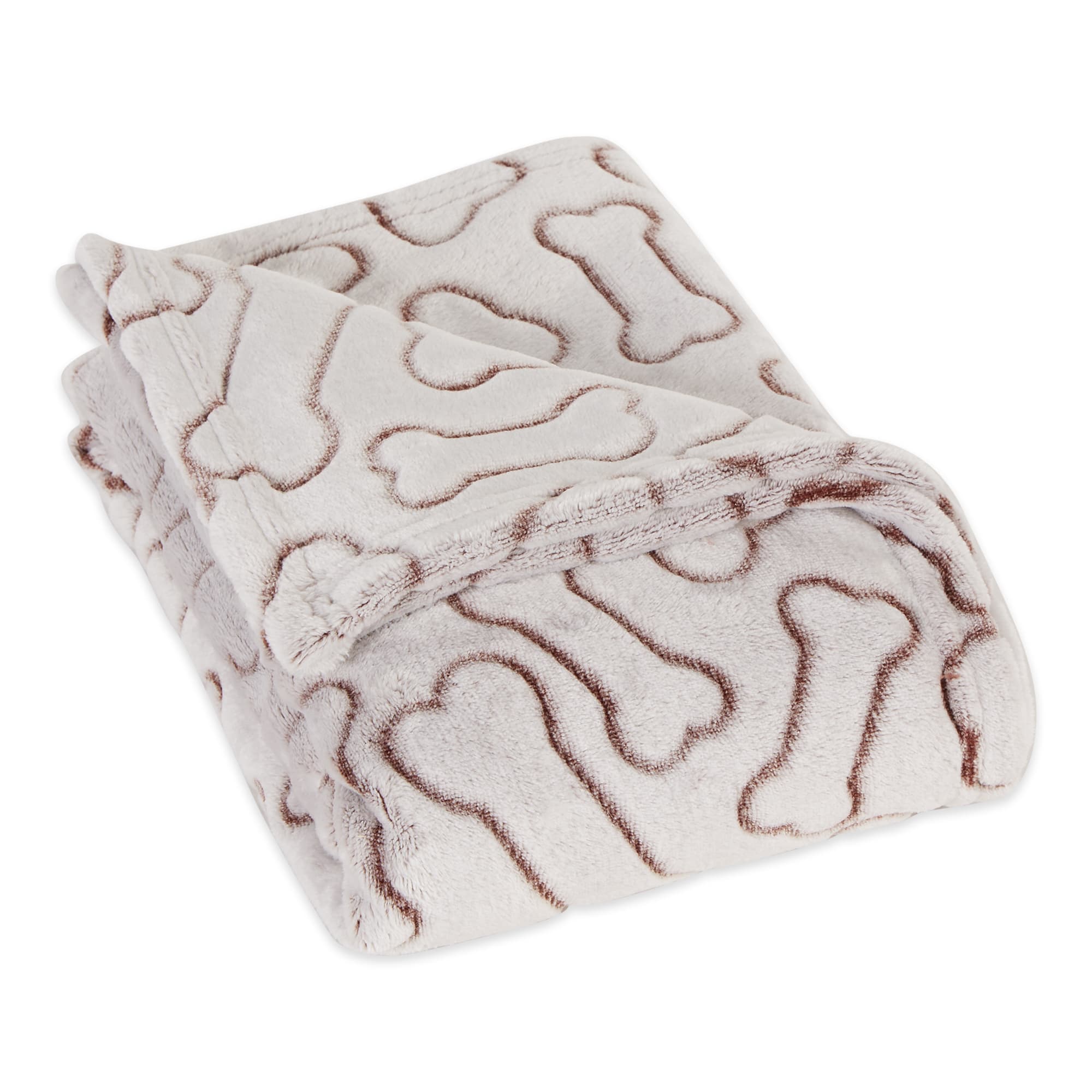 Bone Dry Dark Brown Embossed Bone Print Pet Blanket, 36