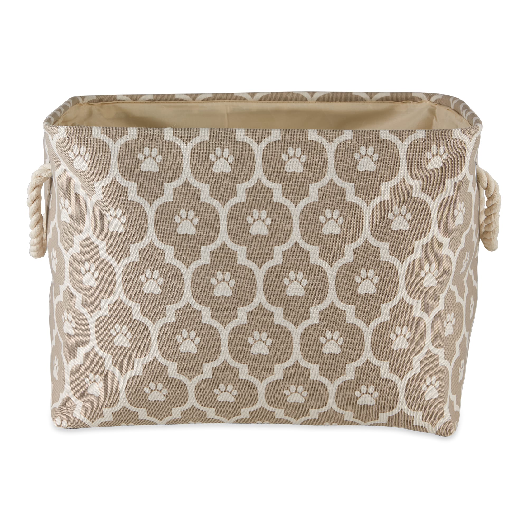 Bone Dry Stone Rectangle Polyester Pet Bin Paw Lattice, Small