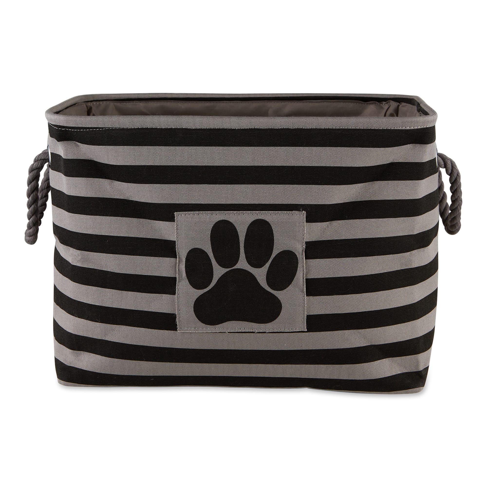 Bone Dry Black Rectangle Polyester Pet Bin Stripe With Paw Patch, Small