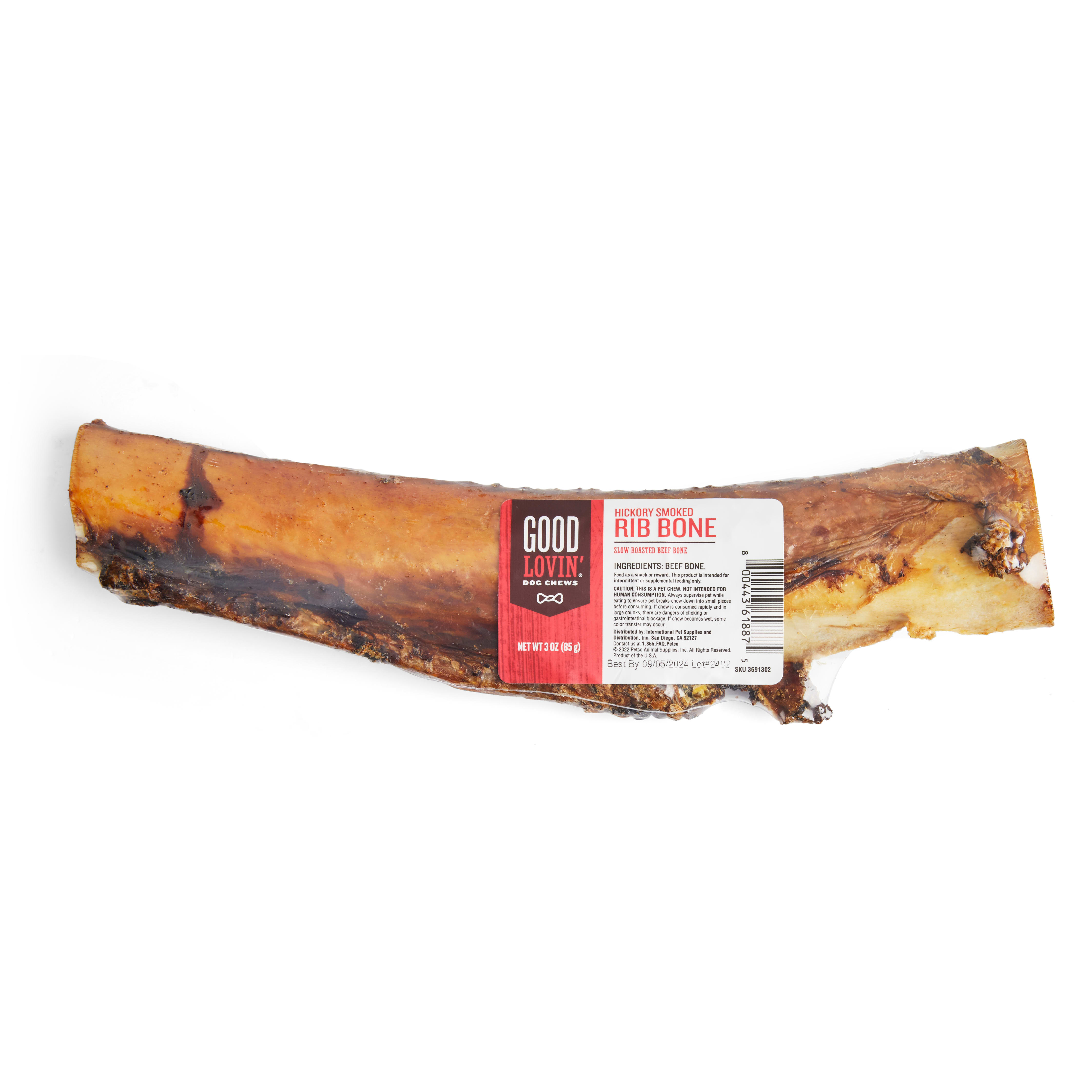 Good Lovin' Hickory Smoked Rib Bone Dog Chew, 7.8 oz., Count of 6