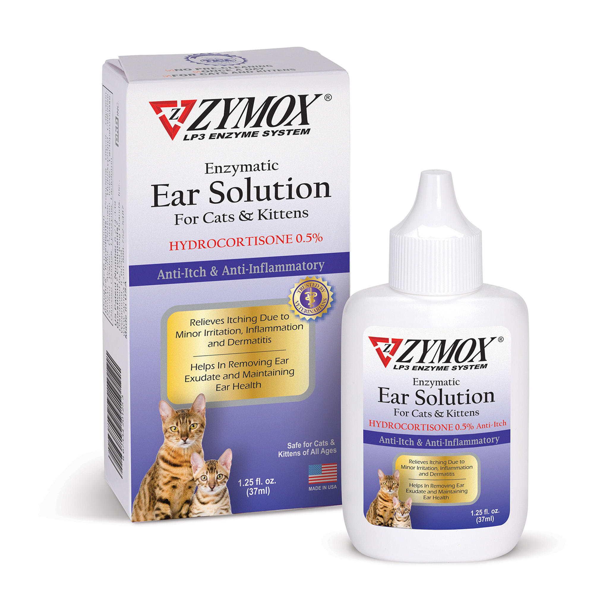 Zymox Cat Kitten Ear Solution with 0.5 Hydrocortisone 1.25 oz