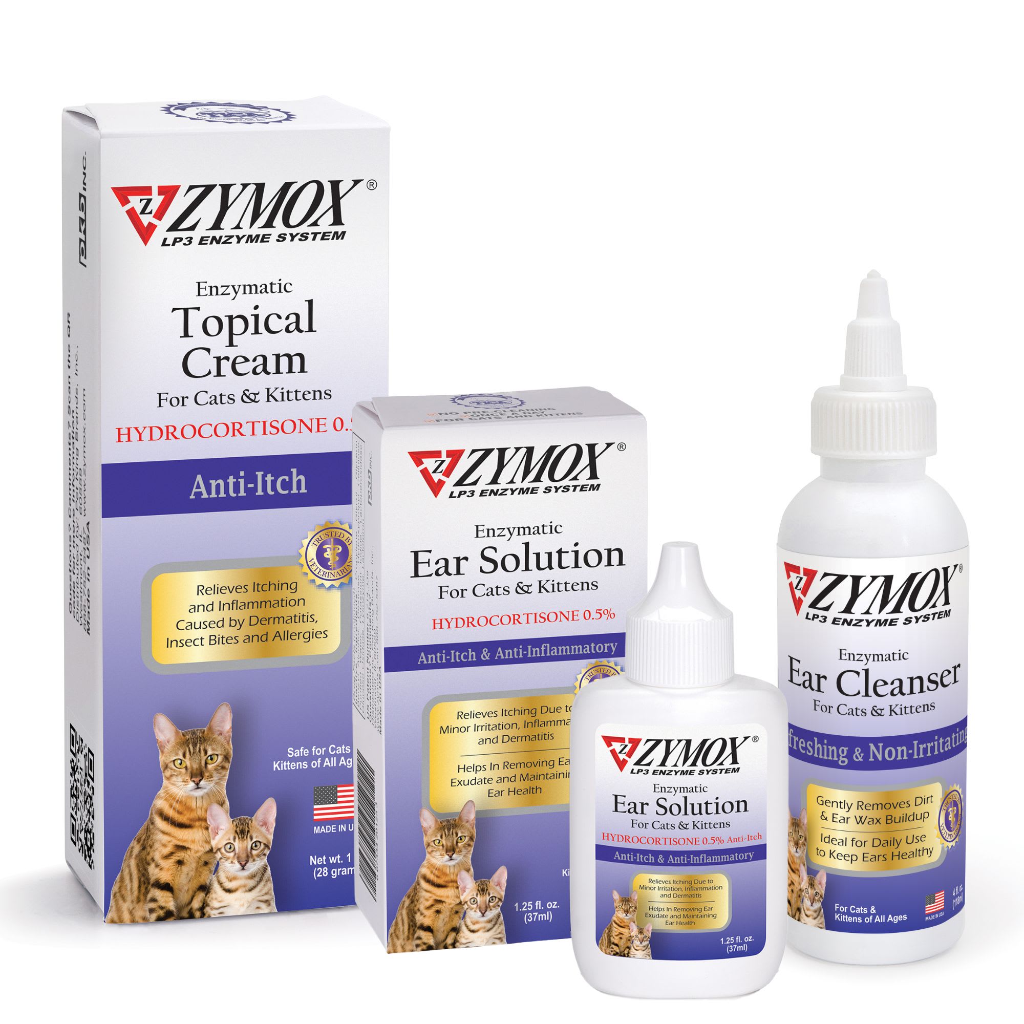 Zymox Ear Solution with 0.5 Hydrocortisone for Cat Kitten 1.25 fl. oz