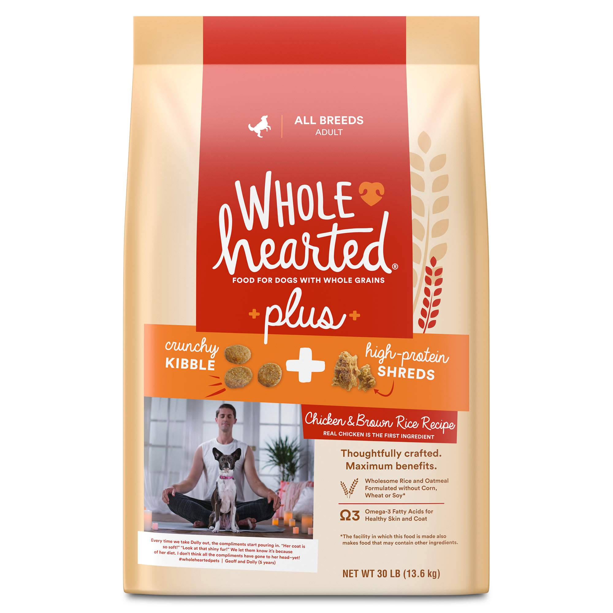 WholeHearted Plus Chicken Brown Rice Recipe with Whole Grains Dry Dog Food 30 lbs