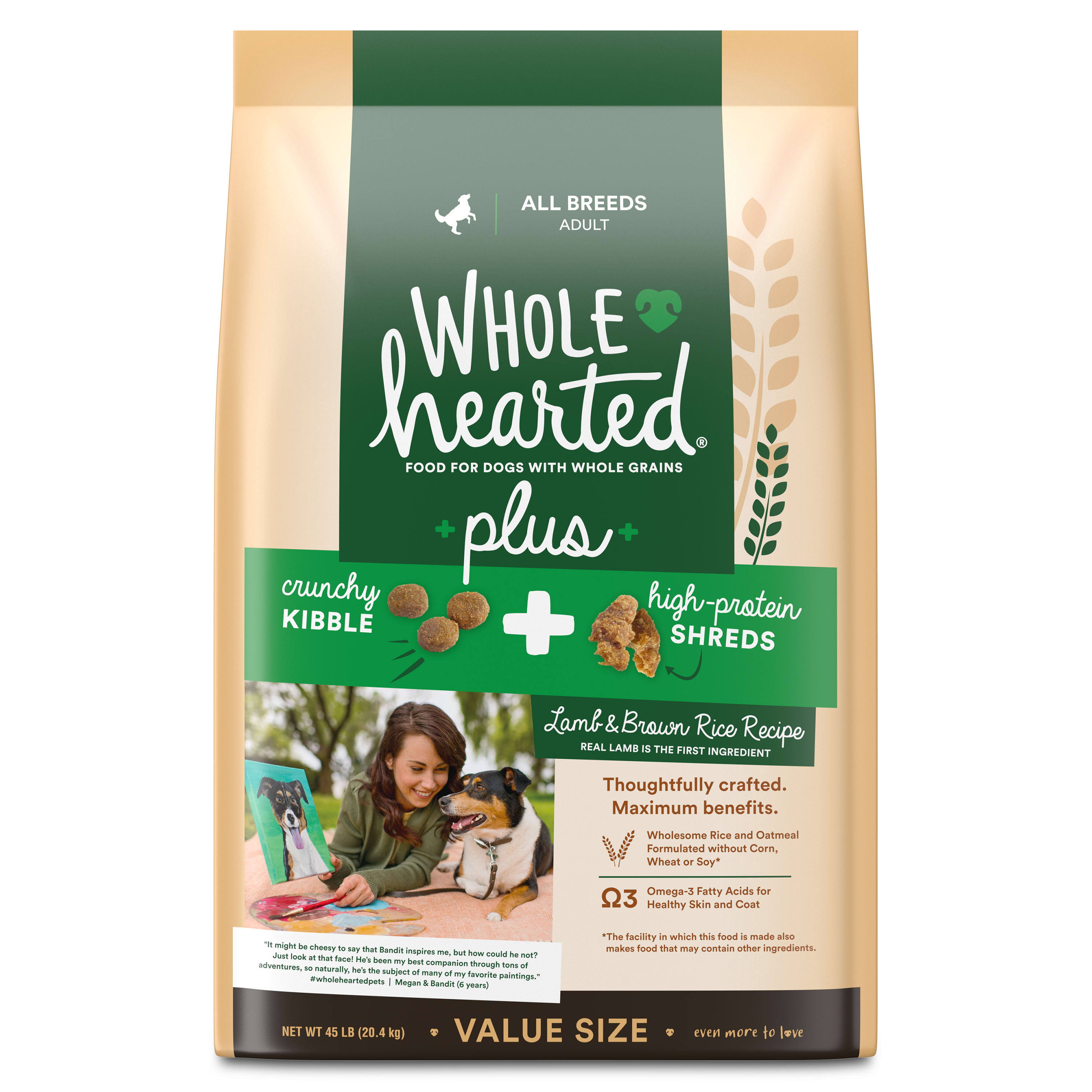 WholeHearted Plus Lamb Brown Rice Recipe with Whole Grains Dry Dog Food 30 lbs