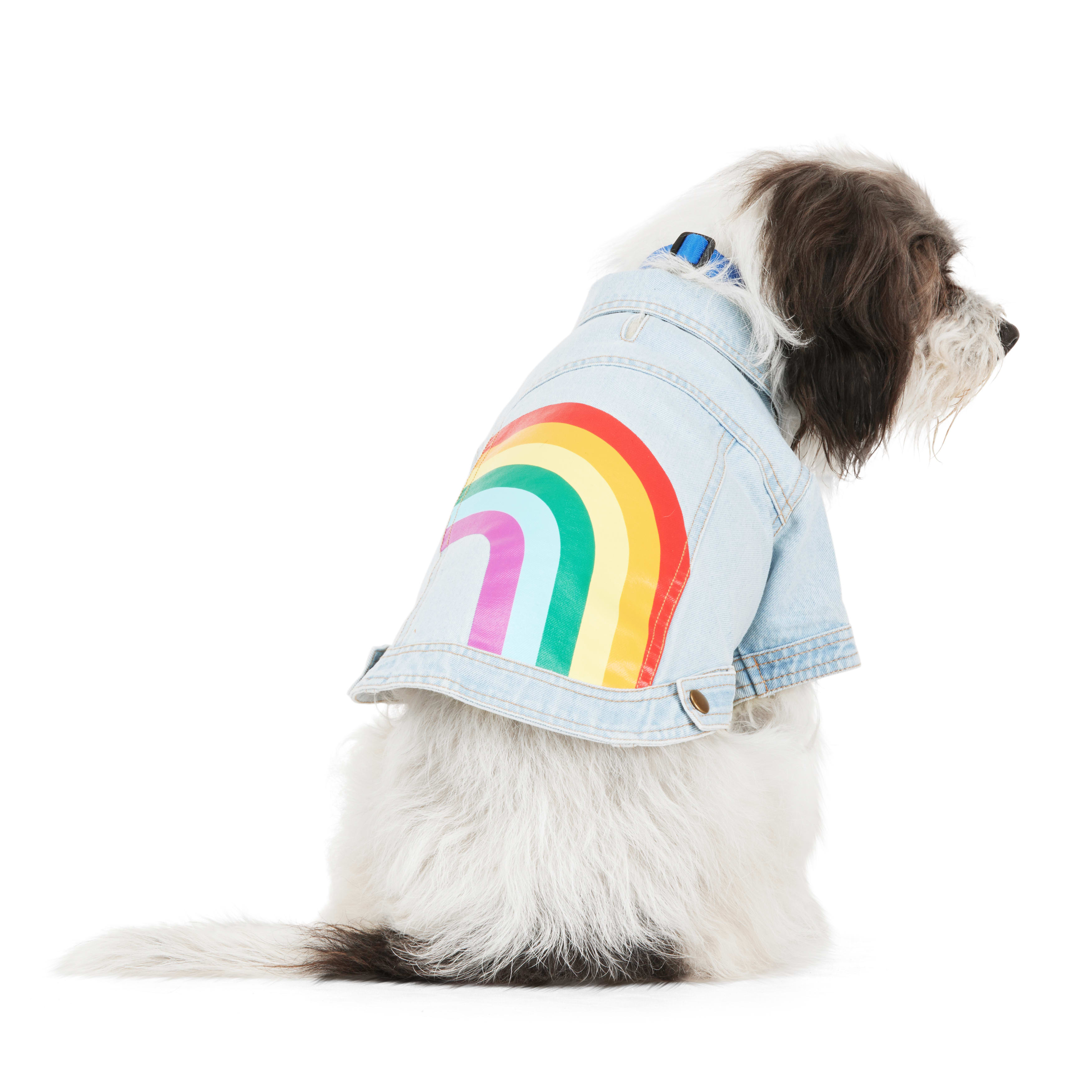 YOULY Rainbow Denim Jacket for Dogs and Cats X Large Rainbow Petco