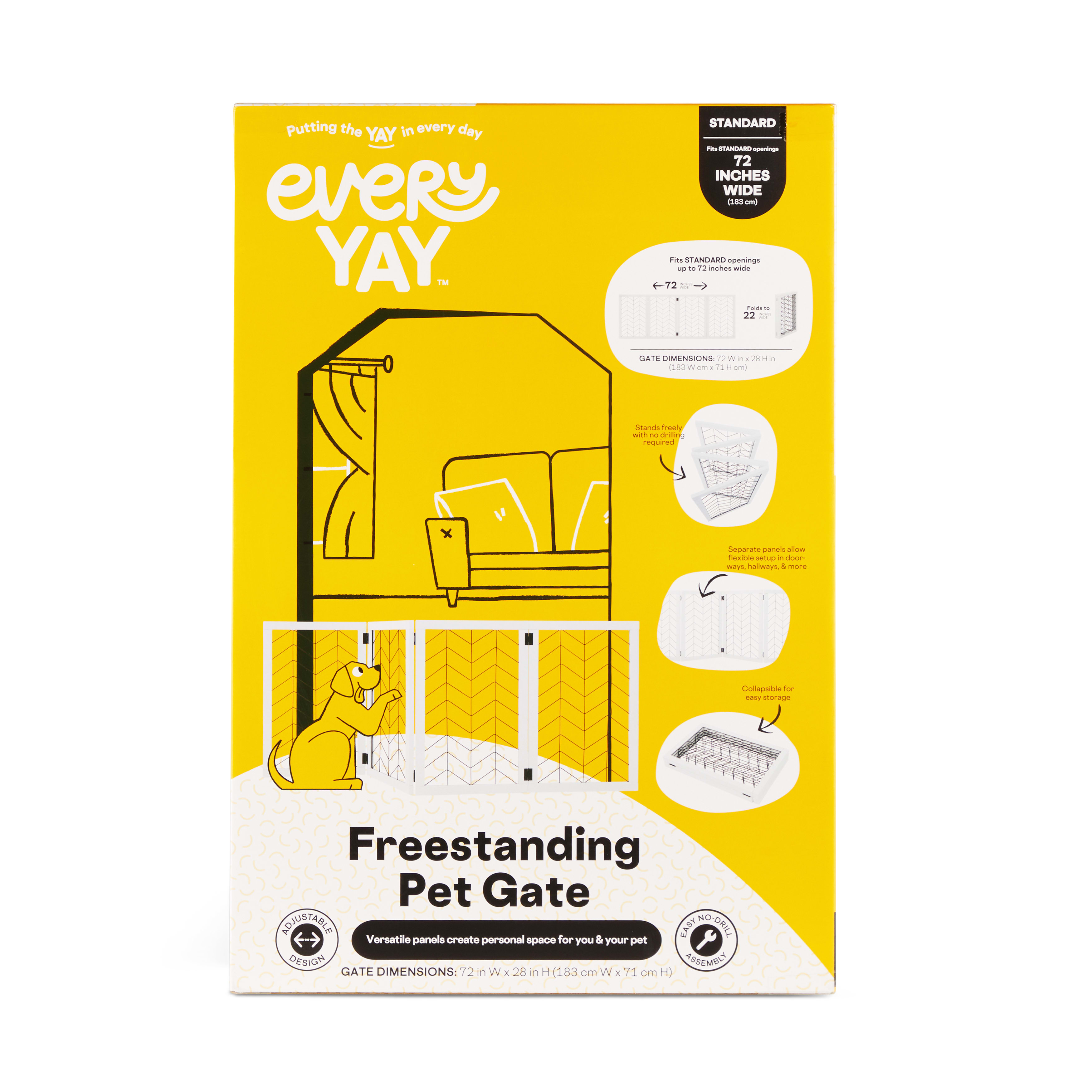 EveryYay Freestanding Pet Gate, 30" L X 5" W X 20" H Petco