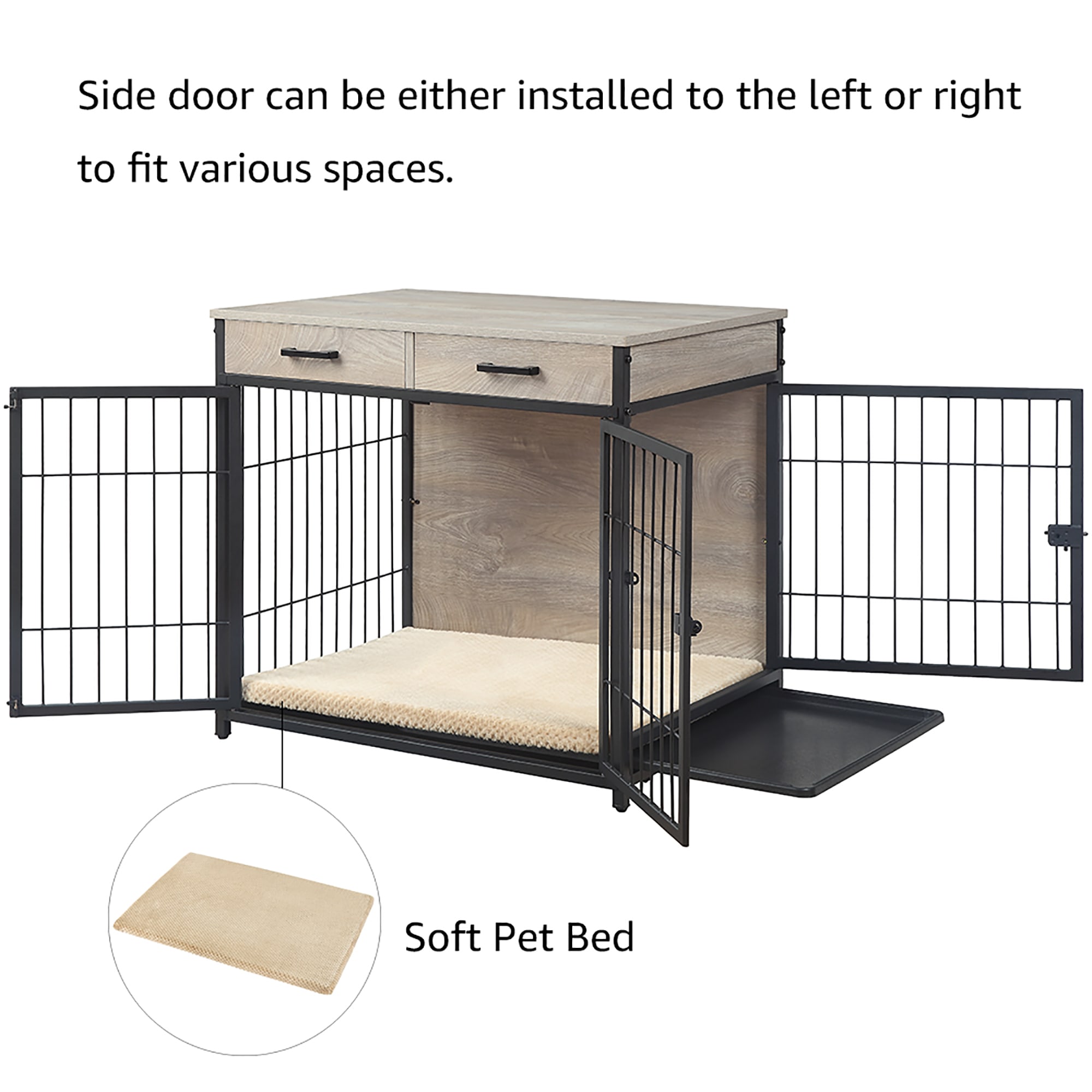 UniPaws Dog Crate with 2 Drawers and Tray 31.3