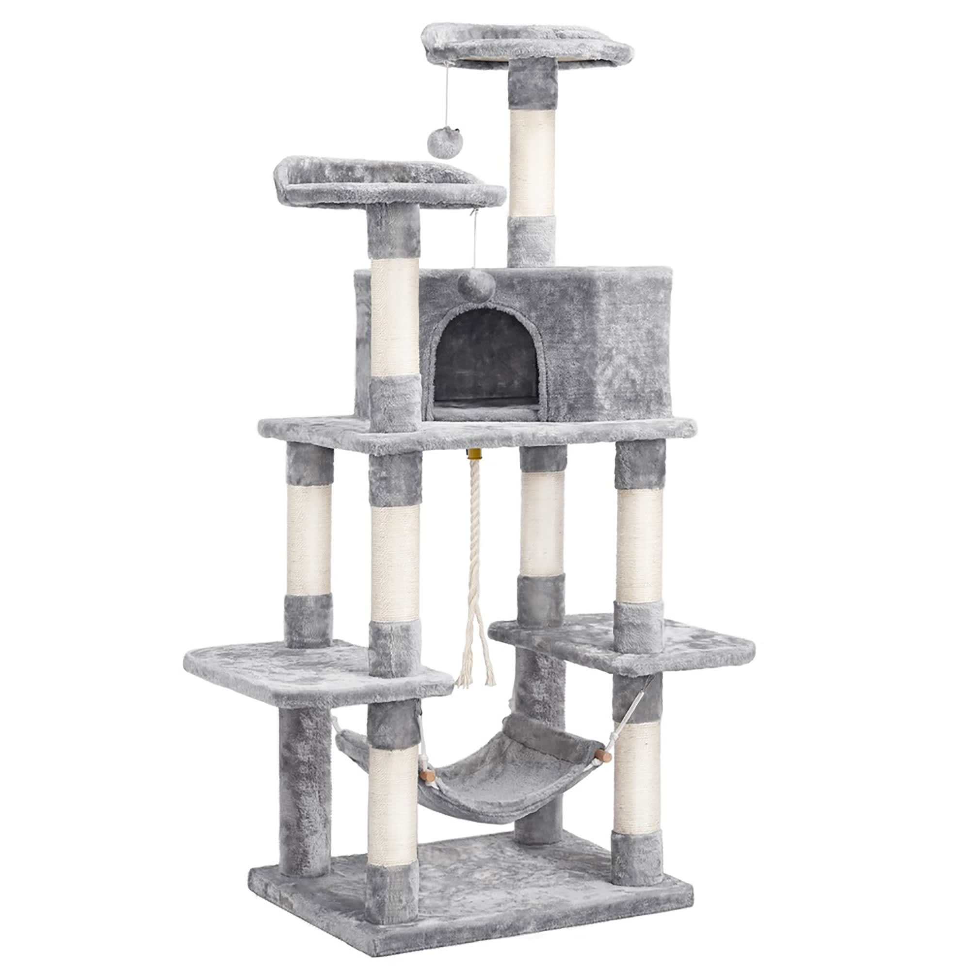 Topeakmart Light Gray Large Cat Tree with Plush Perch, 59 H