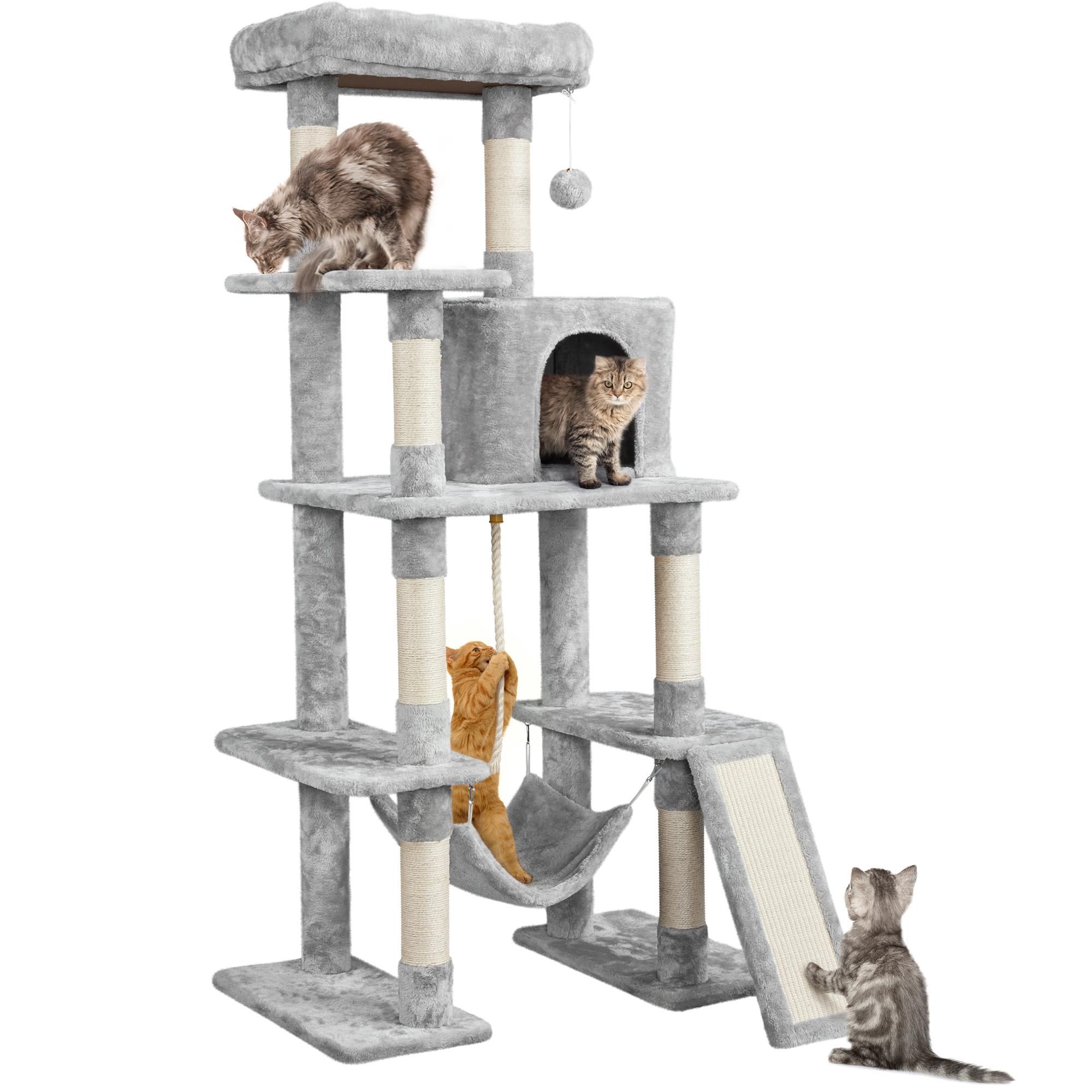 Topeakmart 4 Level Large Cat Tree Tower Light Gray