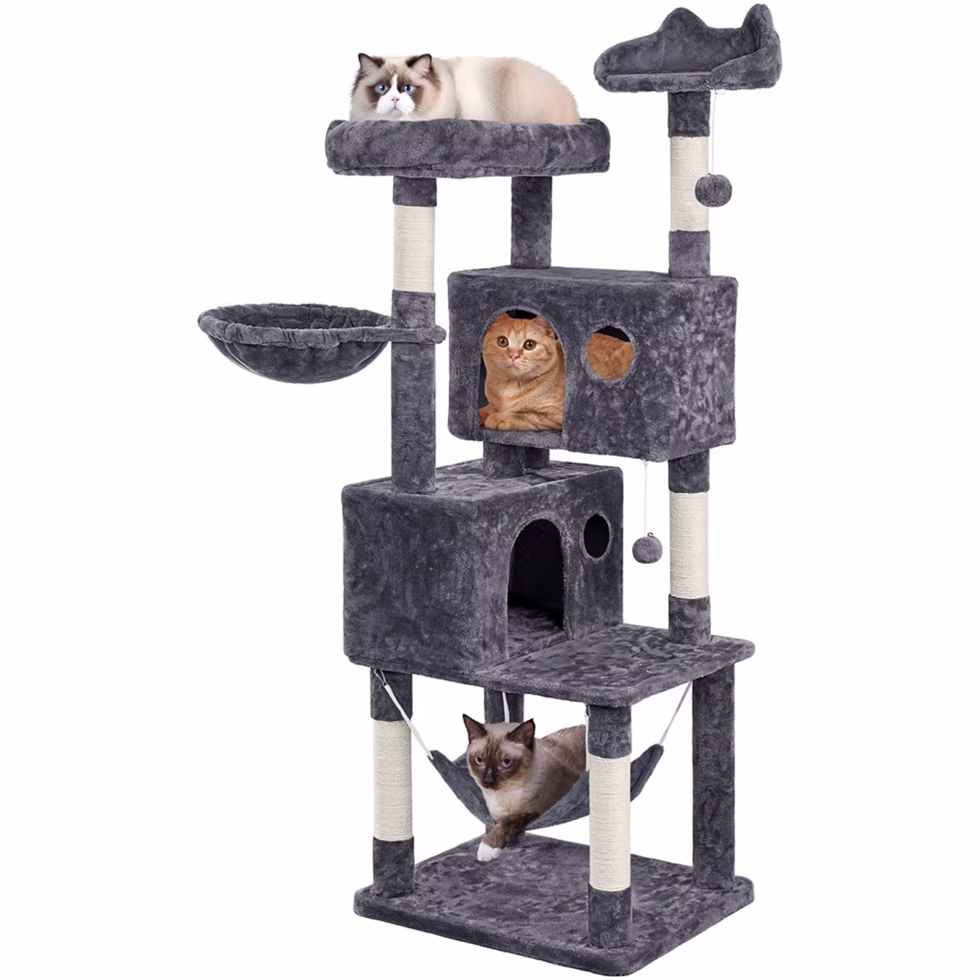 Topeakmart 4Level Cat Tower with Condos for Small Medium Cats, Dark
