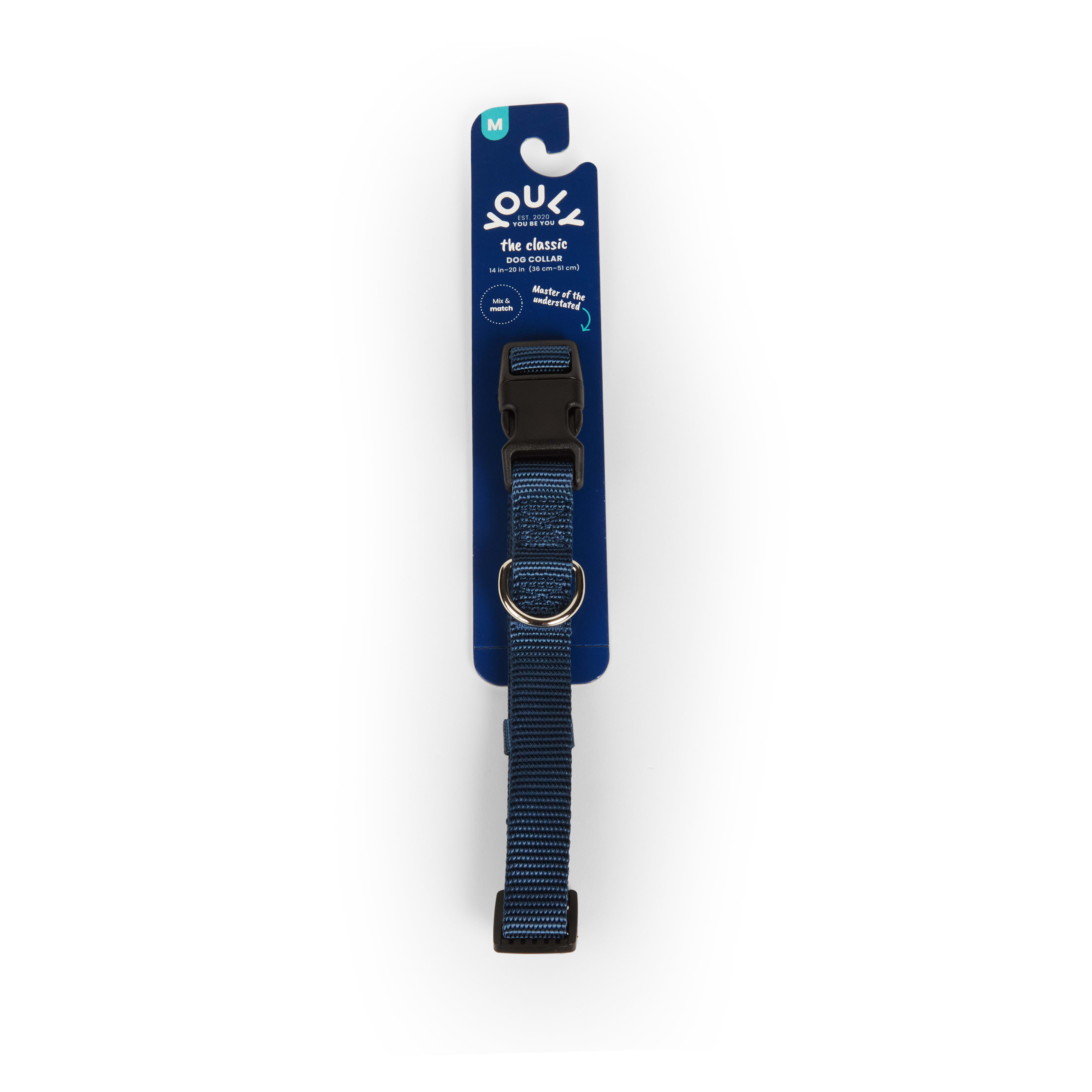 YOULY Adjustable Dog Collar Blue Medium Petco