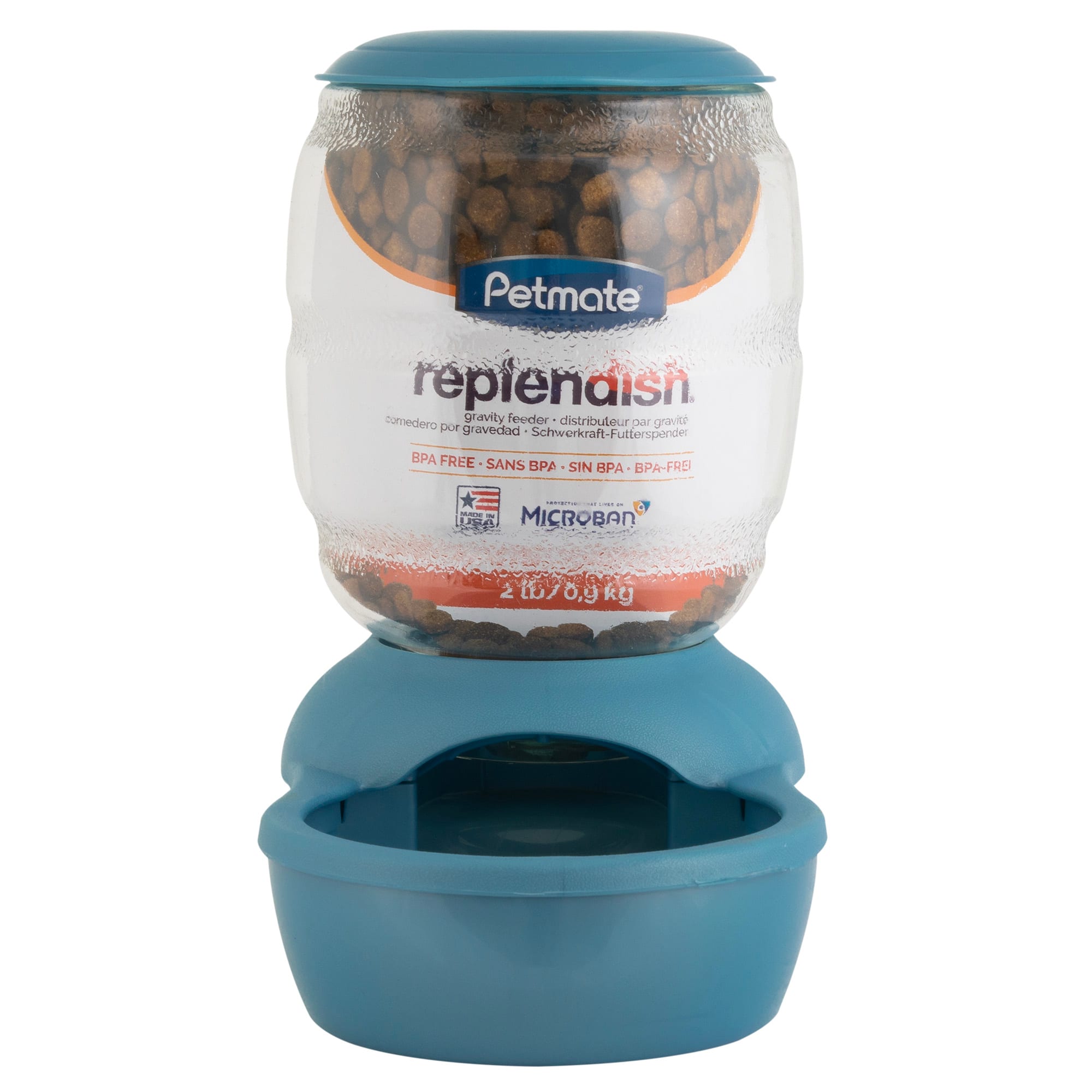 Petmate Pearl Blue Replendish Gravity Pet Feeder with Microban, 10