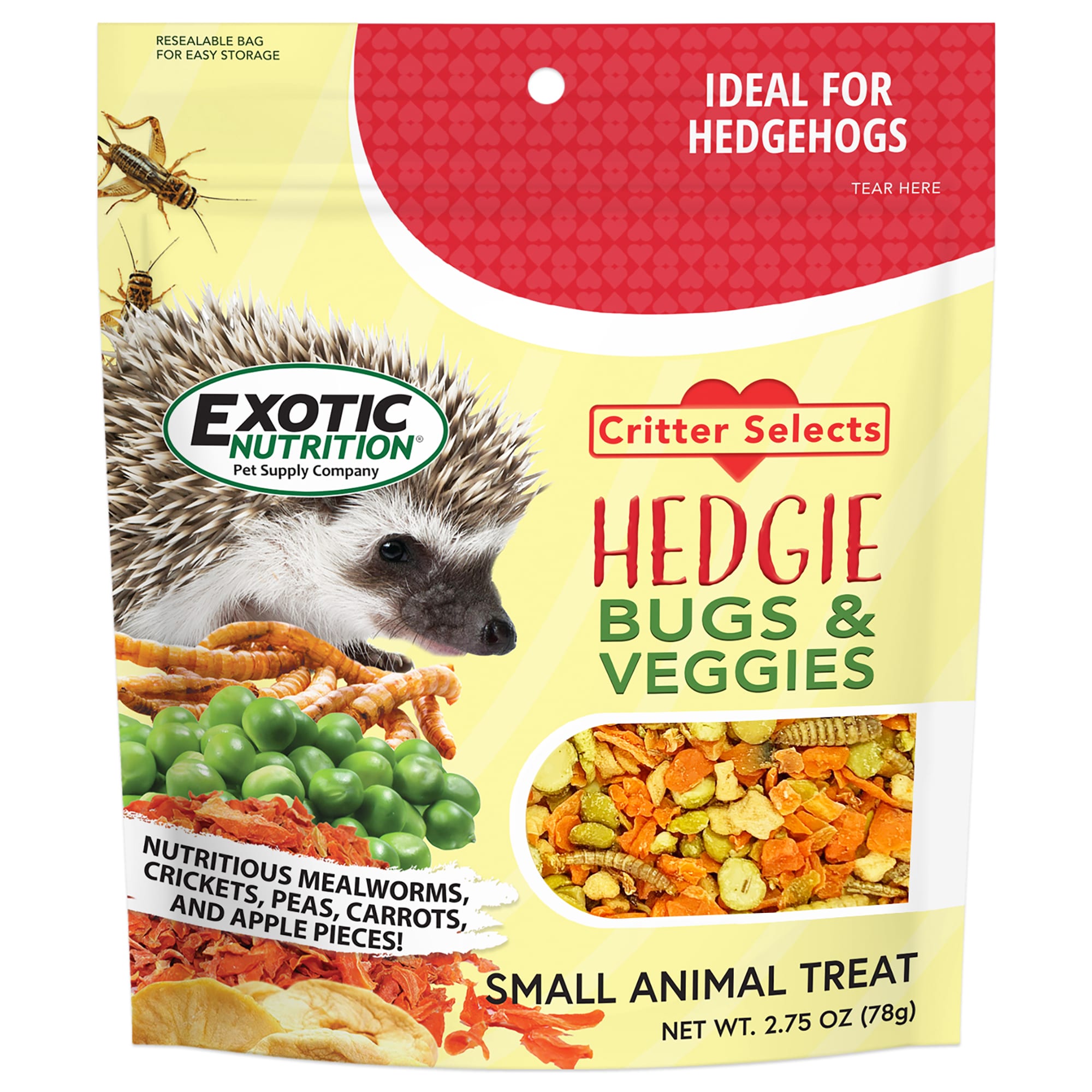 Exotic Nutrition Critter Selects Hedgie Bugs & Veggies Hedgehog Treat, 2.75 oz.