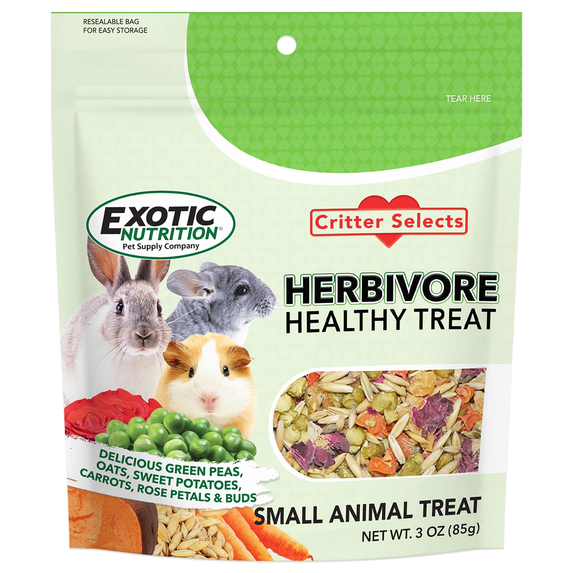 Exotic Nutrition Critter Selects Herbivore Healthy Small Pet Treat, 3 oz.