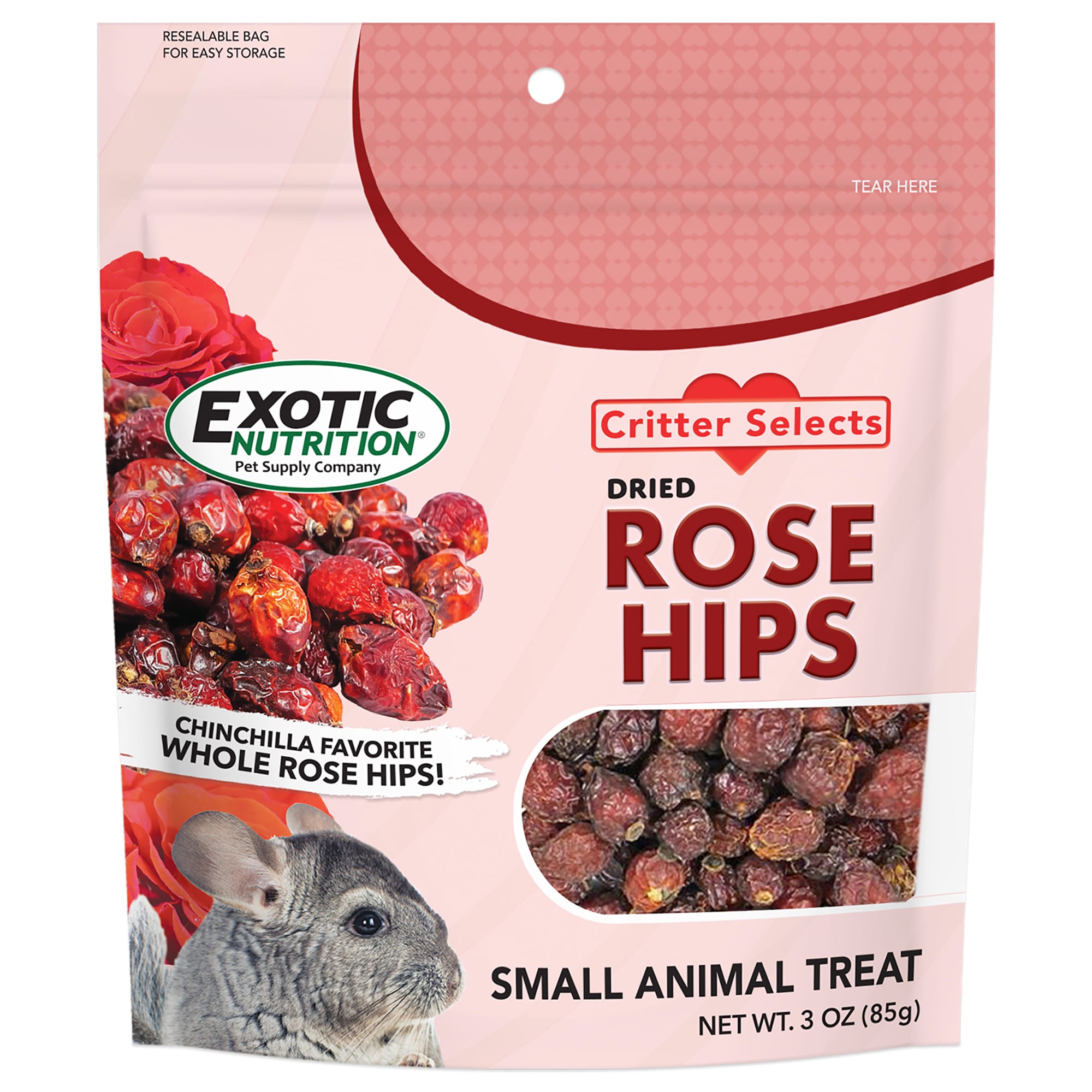 Exotic Nutrition Critter Selects Dried Rose Hips Small Pet Treat, 3 oz.