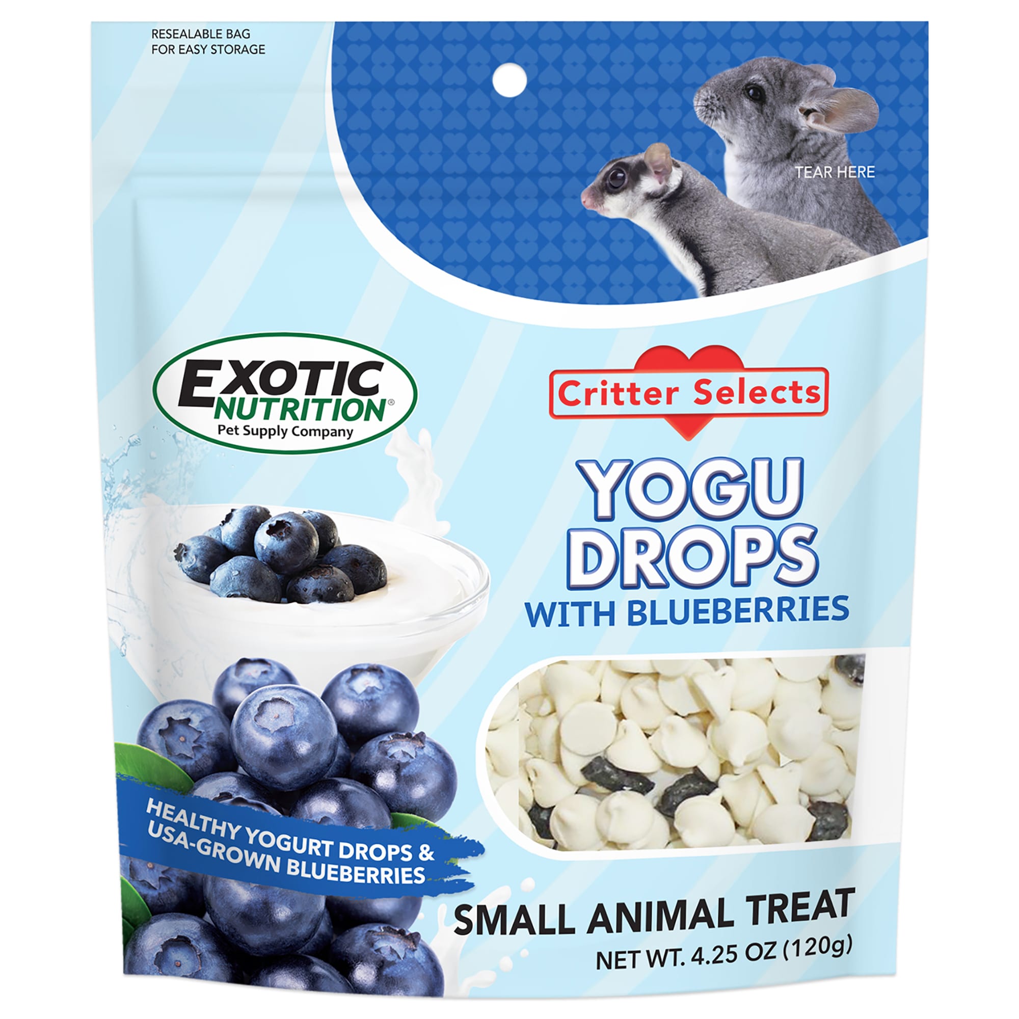 Exotic Nutrition Blueberry & Yogurt Drops Small Pet Treat 4.25 oz