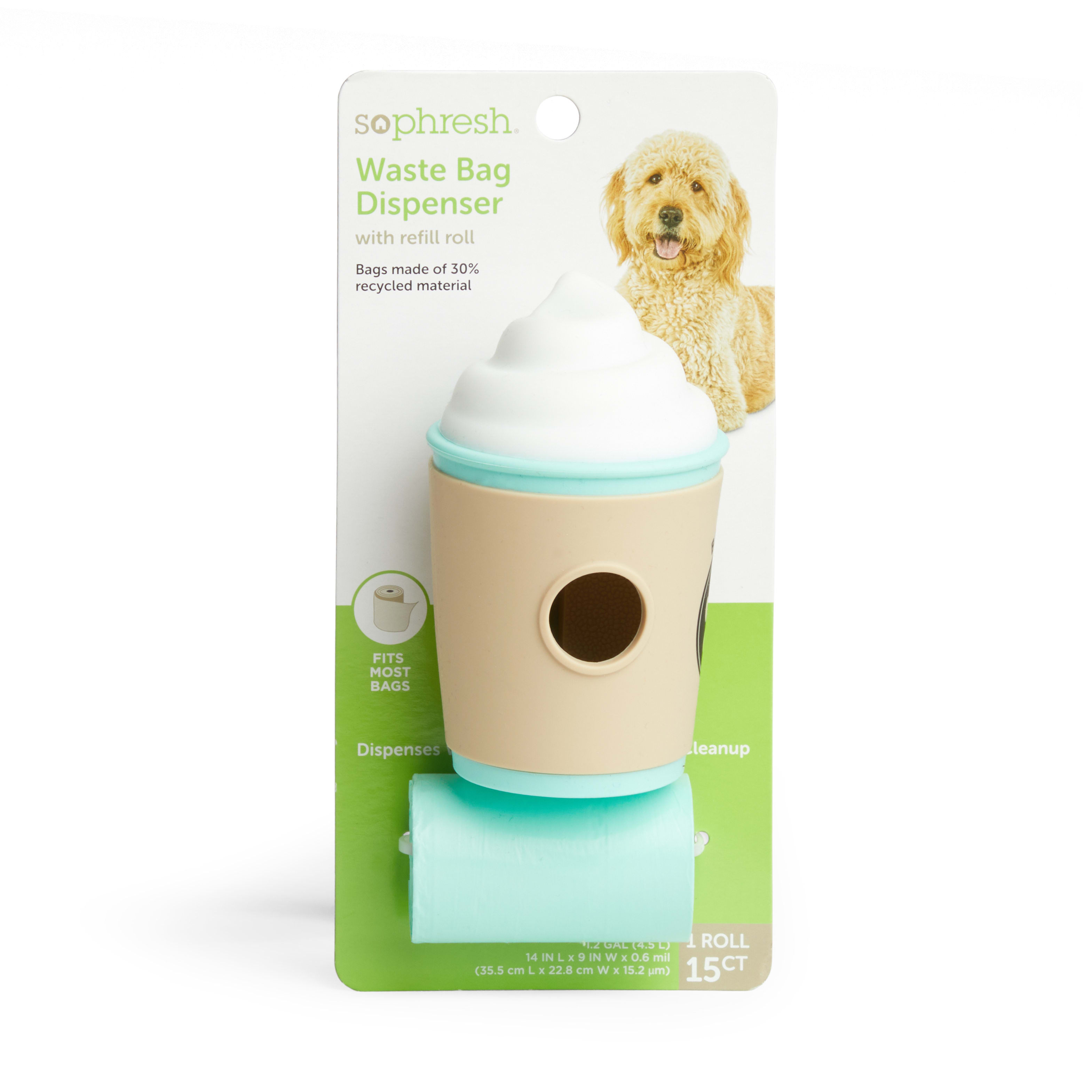 So Phresh Treat Cup Waste Bag Dispenser with 15 Refills for Dogs