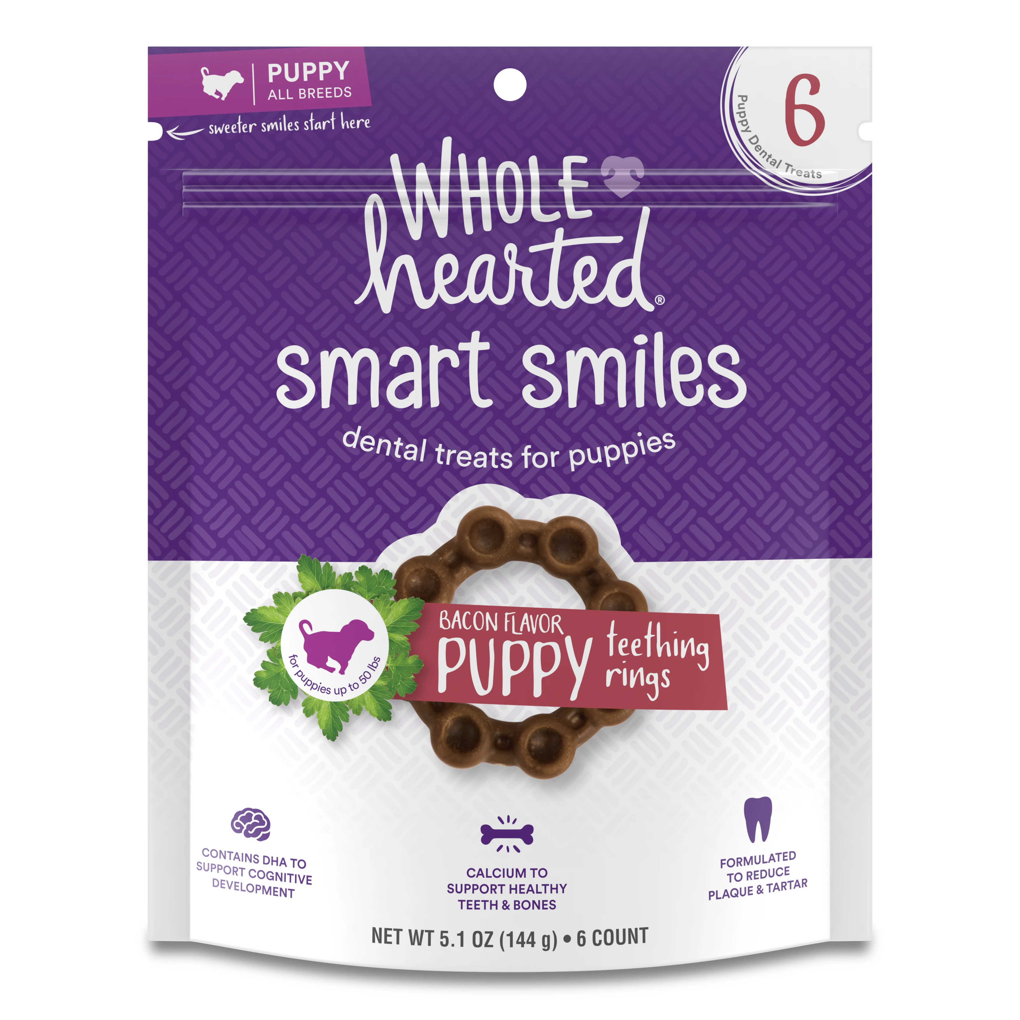 Wholehearted Bacon Flavor Puppy Dental & Breath Freshening Ring